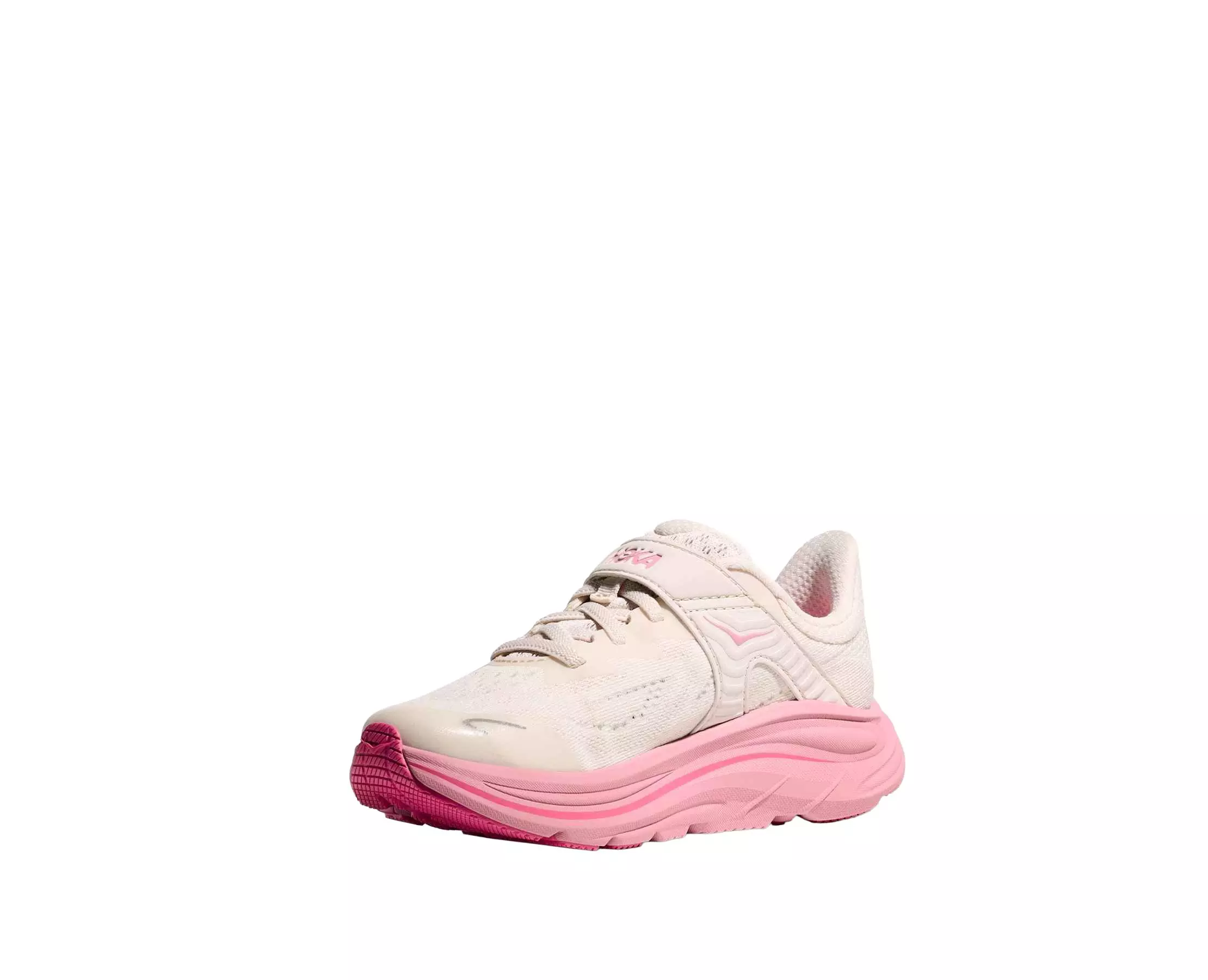 Hoka Clifton 10 "Rose Cream/Dried Rose" Preschool Girls' Running Shoe - WHITE/PINK