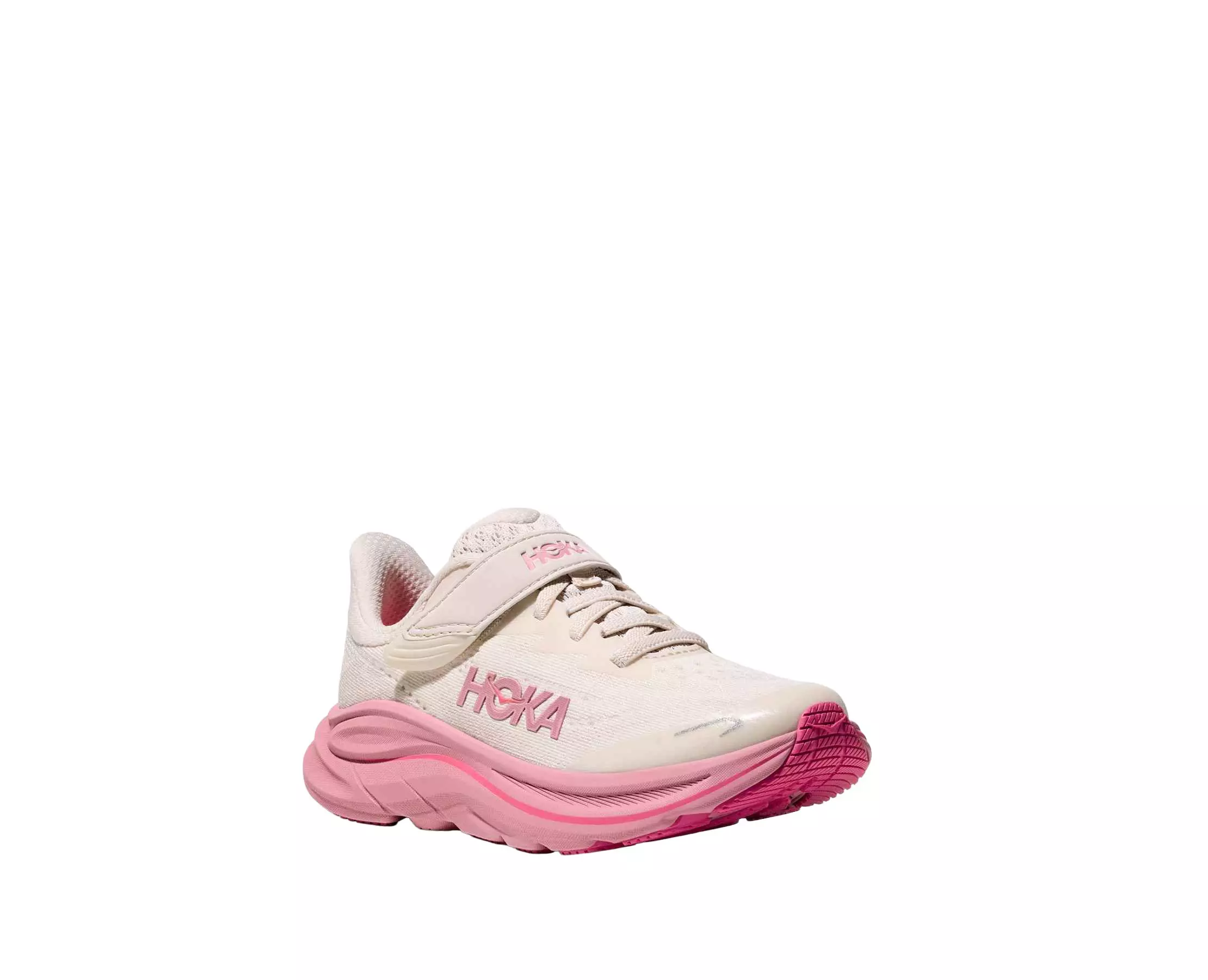 Hoka Clifton 10 "Rose Cream/Dried Rose" Preschool Girls' Running Shoe - WHITE/PINK