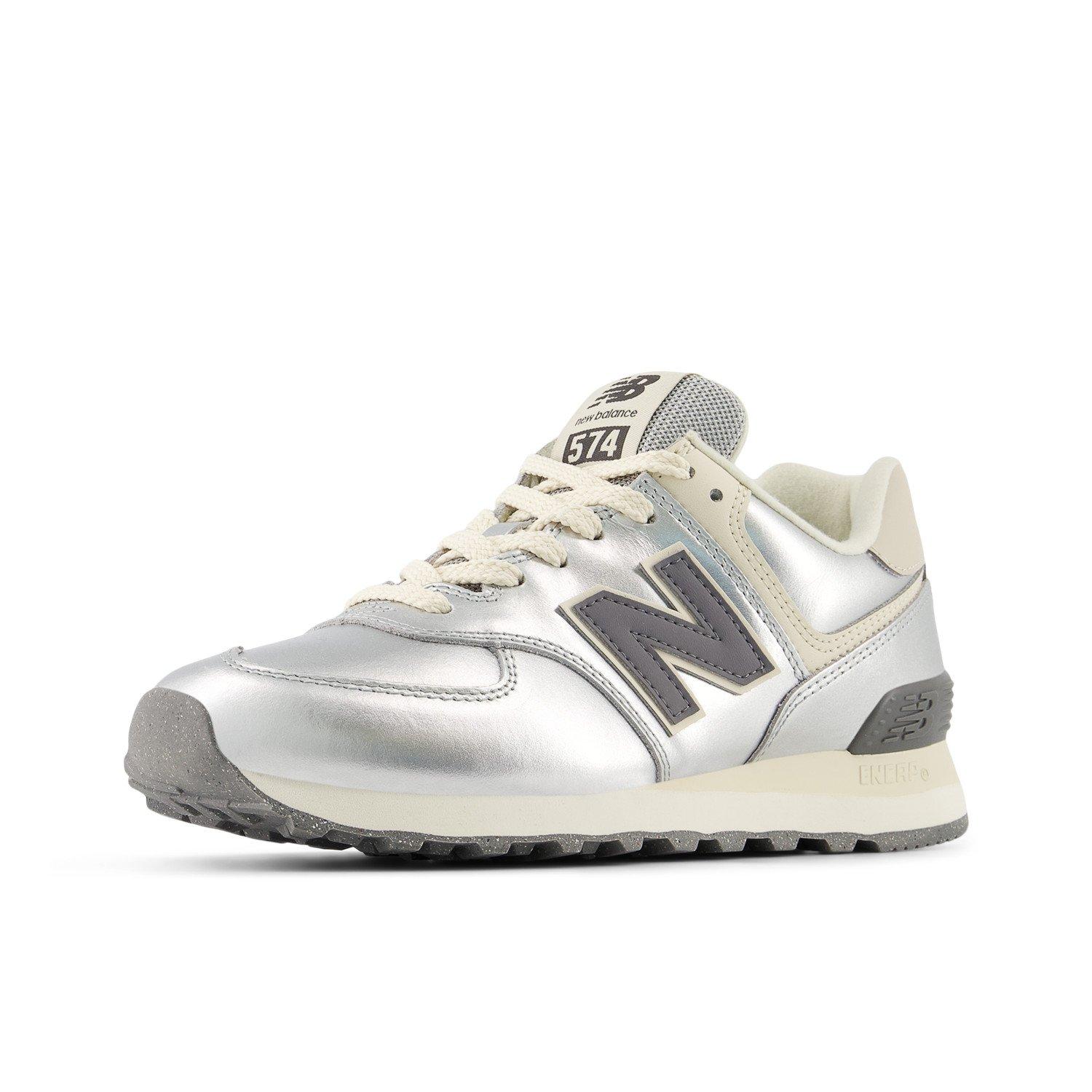 New Balance 574 "Metallic Silver/Arctic Grey" Women's Shoe - SILVER/BLACK Thumbnail View 6
