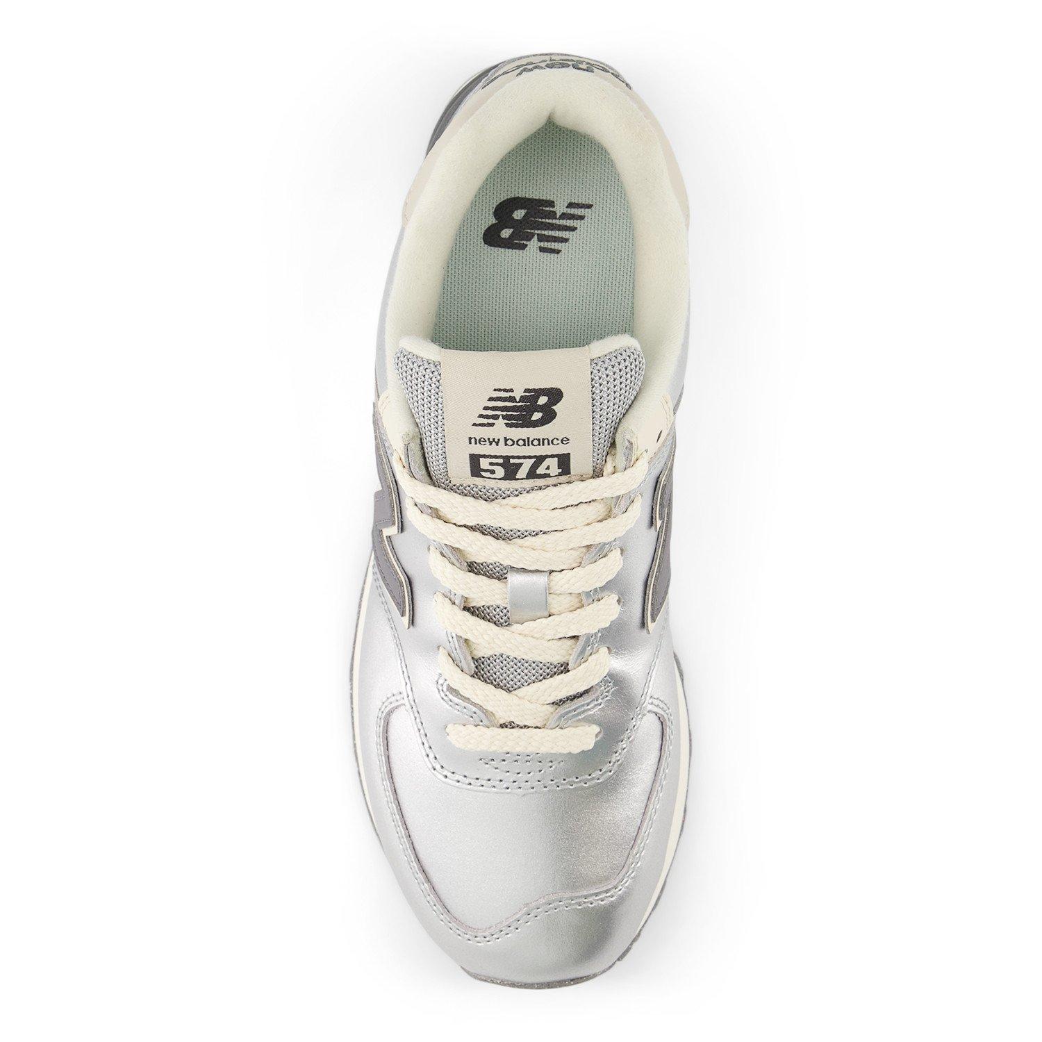 New Balance 574 "Metallic Silver/Arctic Grey" Women's Shoe - SILVER/BLACK Thumbnail View 7
