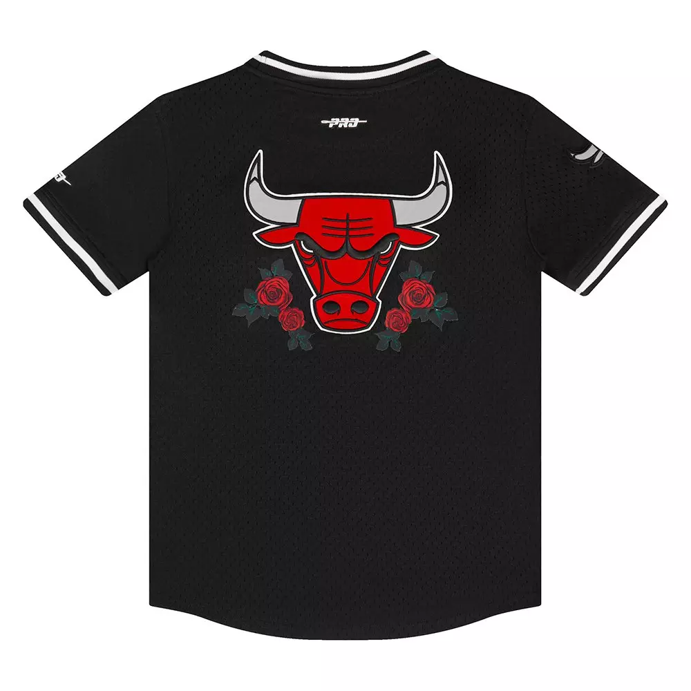 Pro Standard Big Boy's Chicago Bulls Roses Short Sleeve Mesh Tee-Black/Red - BLACK/RED