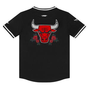 Pro Standard Big Boy's Chicago Bulls Roses Short Sleeve Mesh Tee-Black/Red