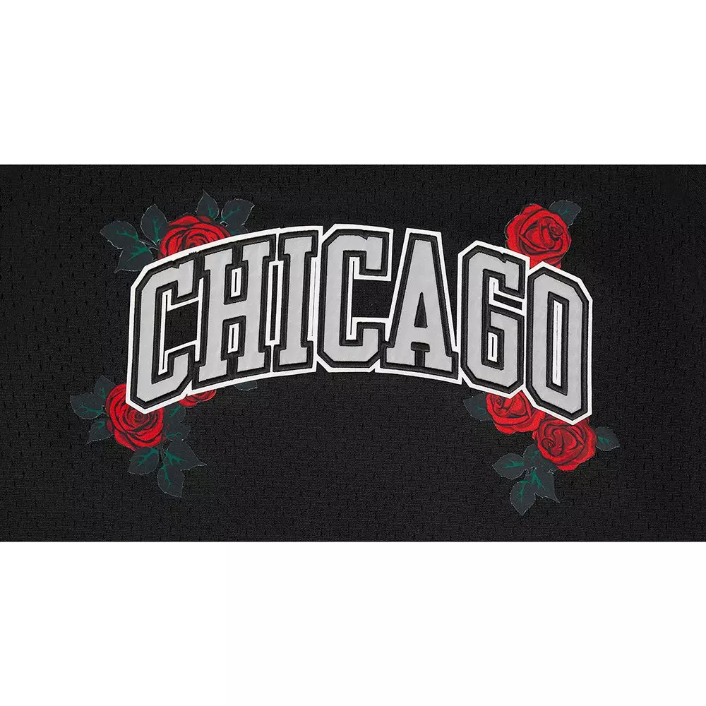 Pro Standard Big Boy's Chicago Bulls Roses Short Sleeve Mesh Tee-Black/Red - BLACK/RED