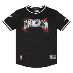 Pro Standard Big Boy's Chicago Bulls Roses Short Sleeve Mesh Tee-Black/Red