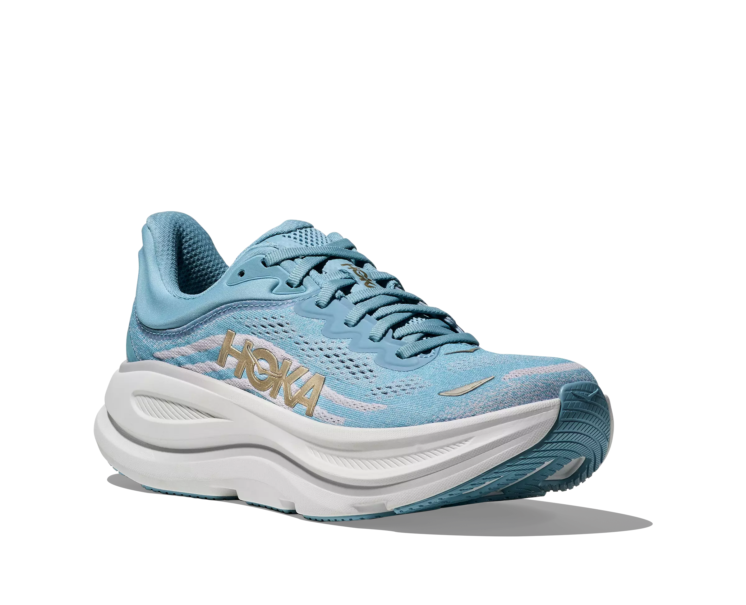 Hoka Bondi 9 "Blue/White/Gold" Women's Running Shoe - BLUE/WHITE