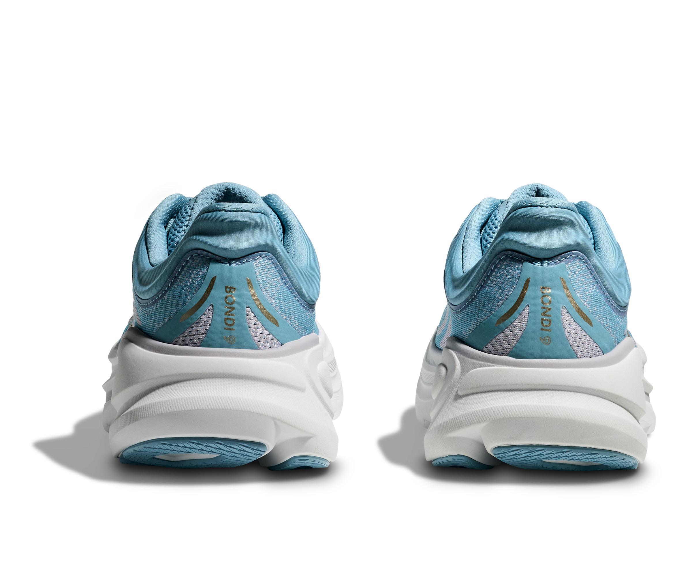 Hoka Bondi 9 "Blue/White/Gold" Women's Running Shoe - BLUE/WHITE Thumbnail View 4