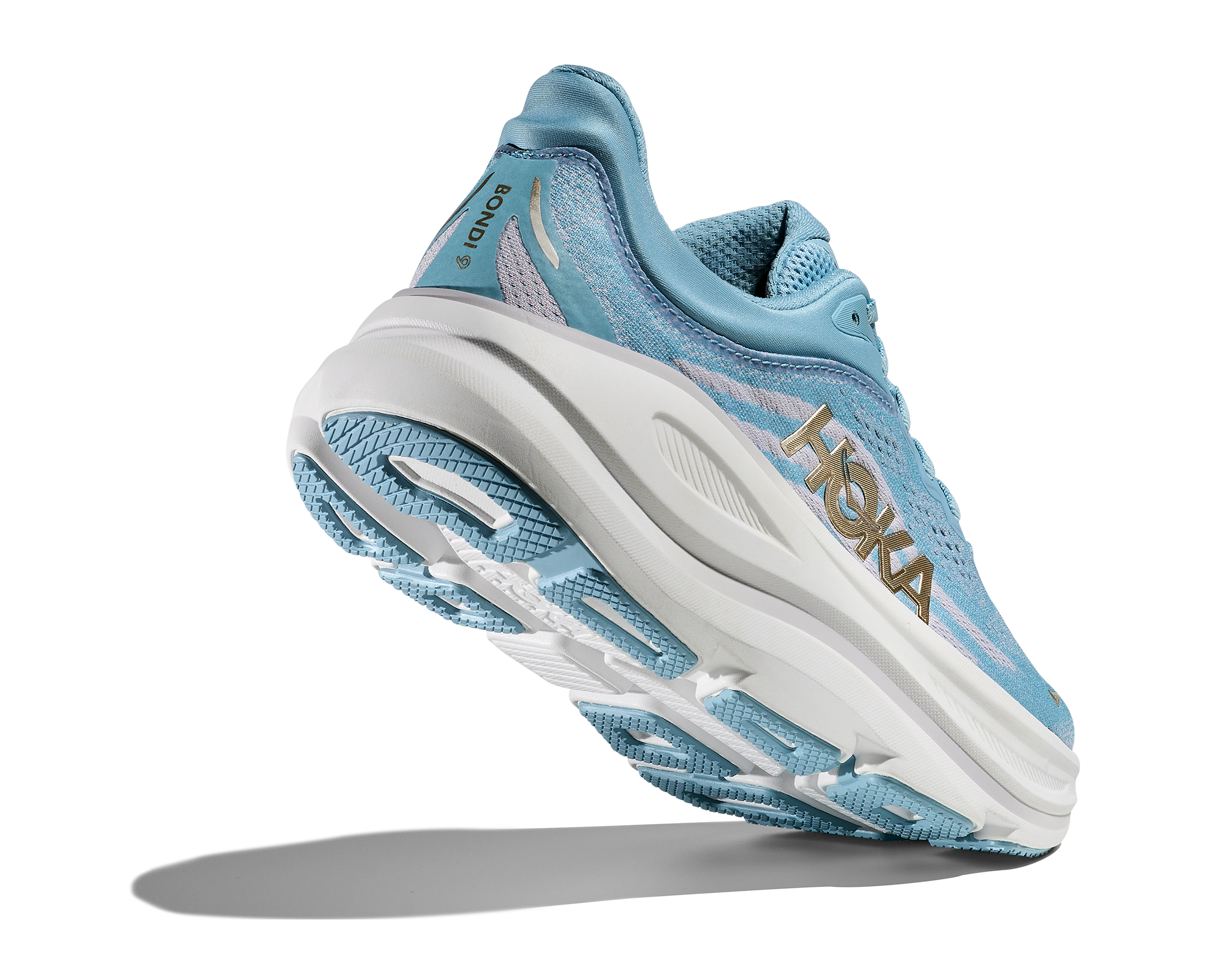 Hoka Bondi 9 "Blue/White/Gold" Women's Running Shoe - BLUE/WHITE Thumbnail View 5