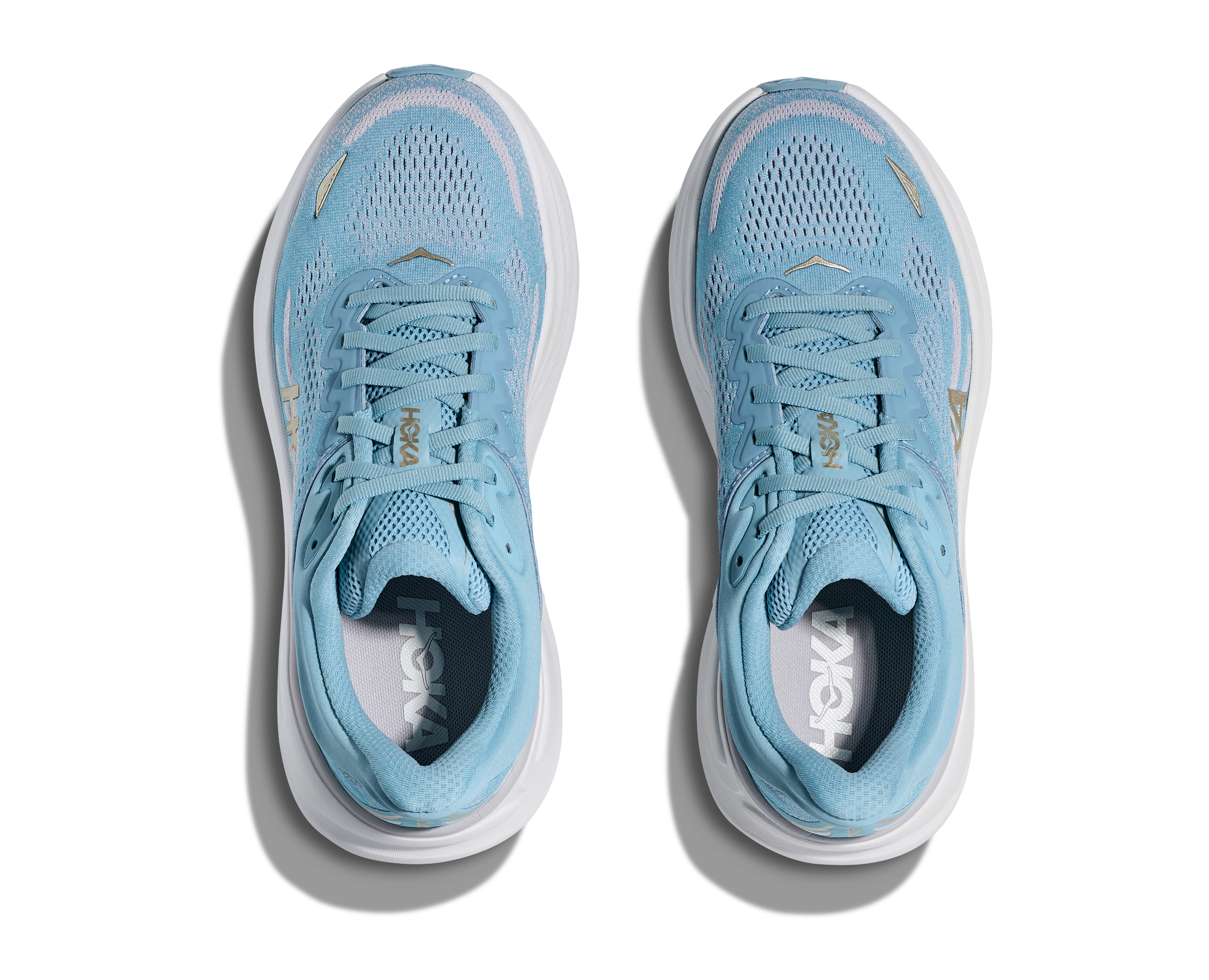 Hoka Bondi 9 "Blue/White/Gold" Women's Running Shoe - BLUE/WHITE Thumbnail View 7