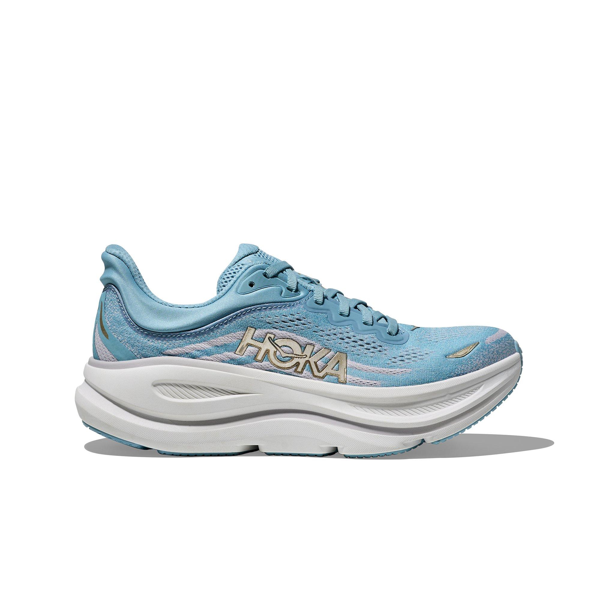 Hoka Bondi 9 "Blue/White/Gold" Women's Running Shoe - BLUE/WHITE Thumbnail View 1