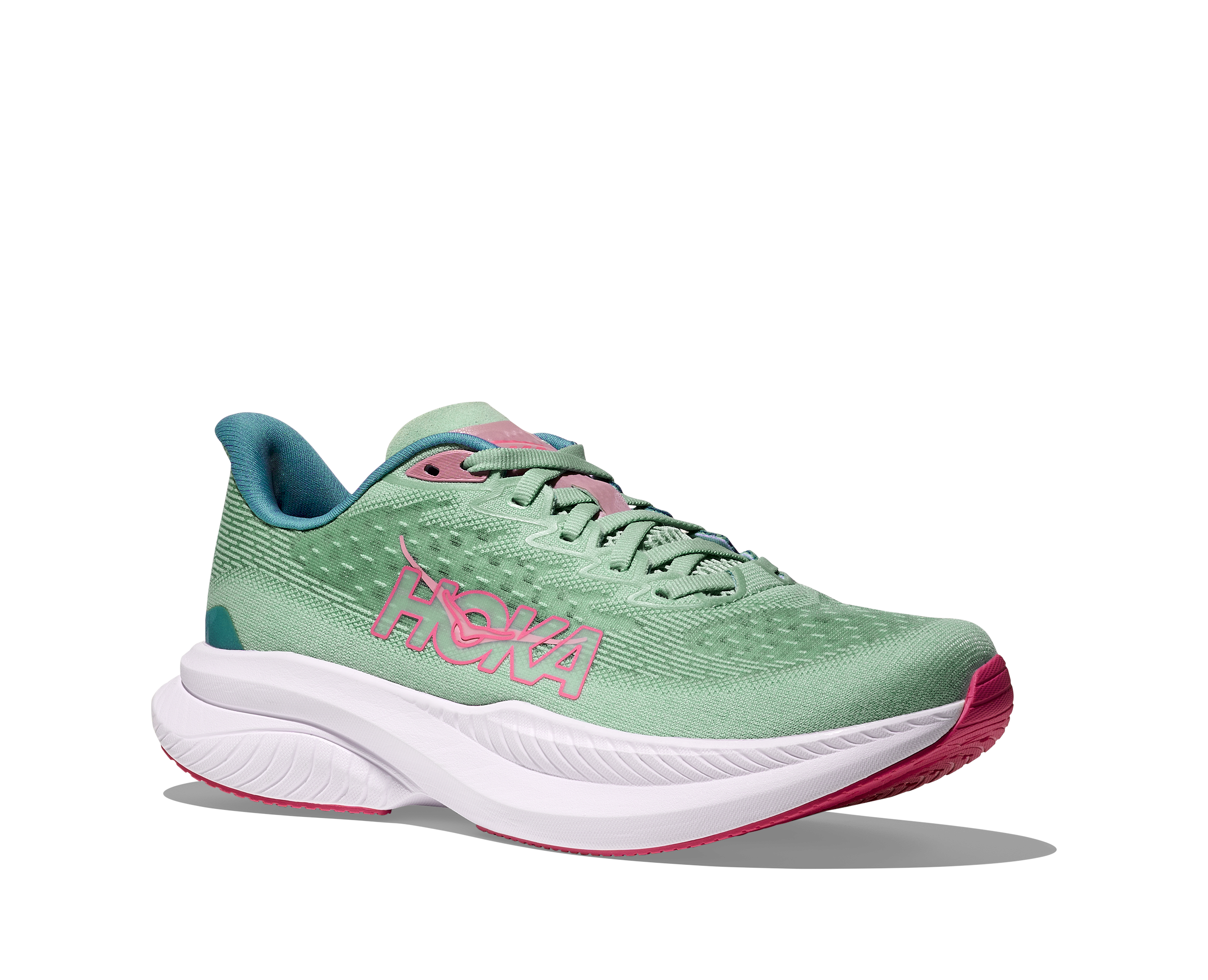 Hoka Mach 6 "Jadeite/Alpine Blue" Women's Running Shoe - GREEN/PINK Thumbnail View 3