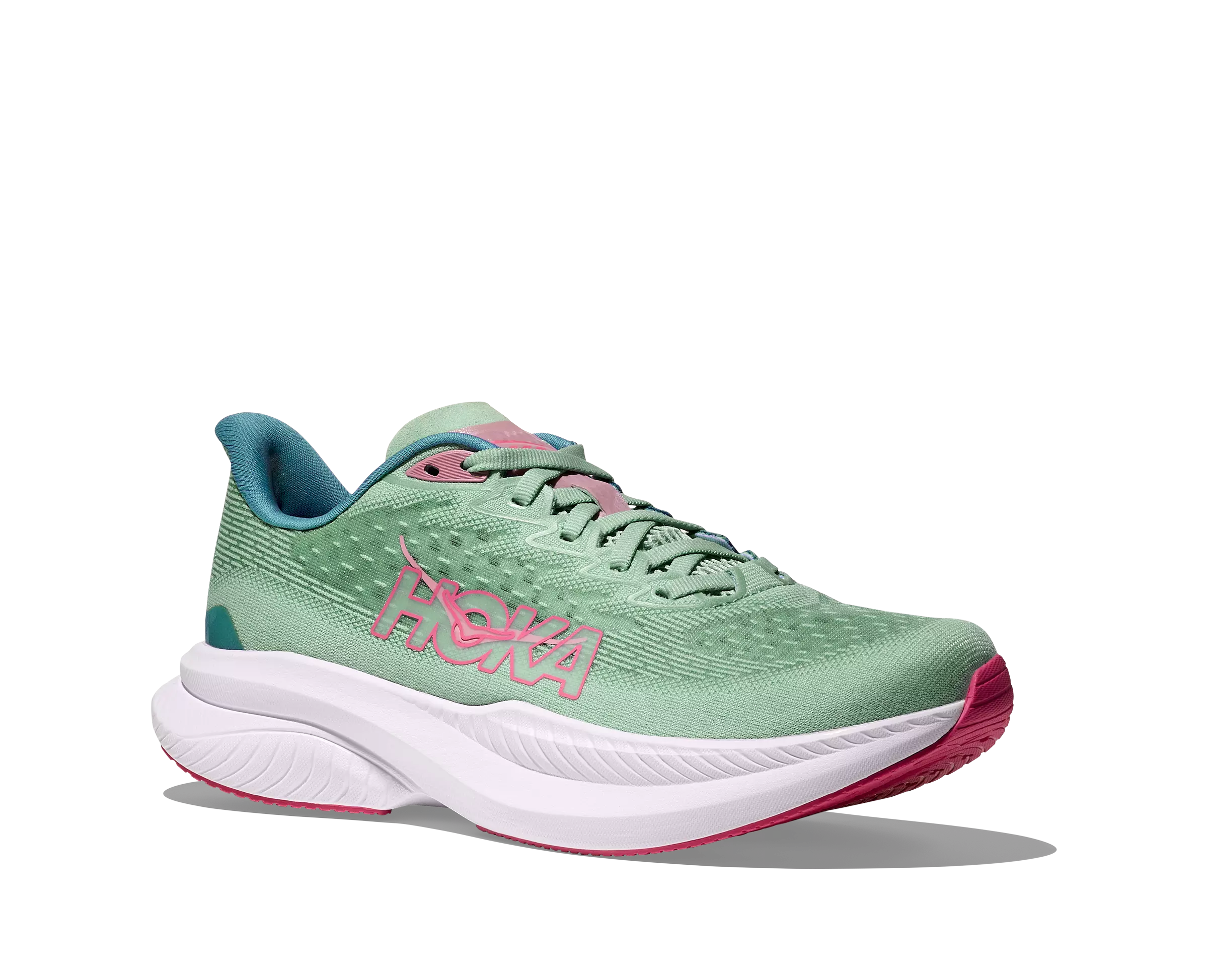 Hoka Mach 6 "Jadeite/Alpine Blue" Women's Running Shoe - GREEN/PINK