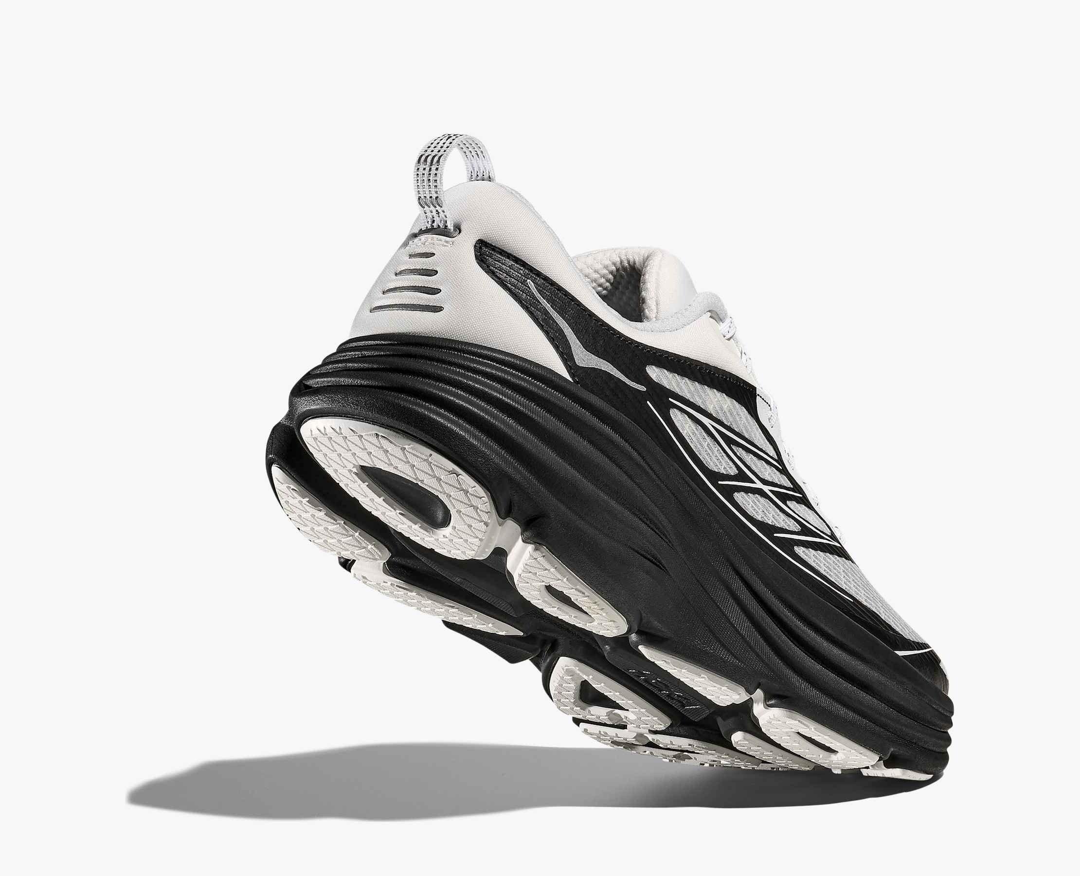 Hoka Bondi 8 Stealth/Tech Caged "Frost/Black" Unisex Running Shoe - WHITE/BLACK Thumbnail View 4