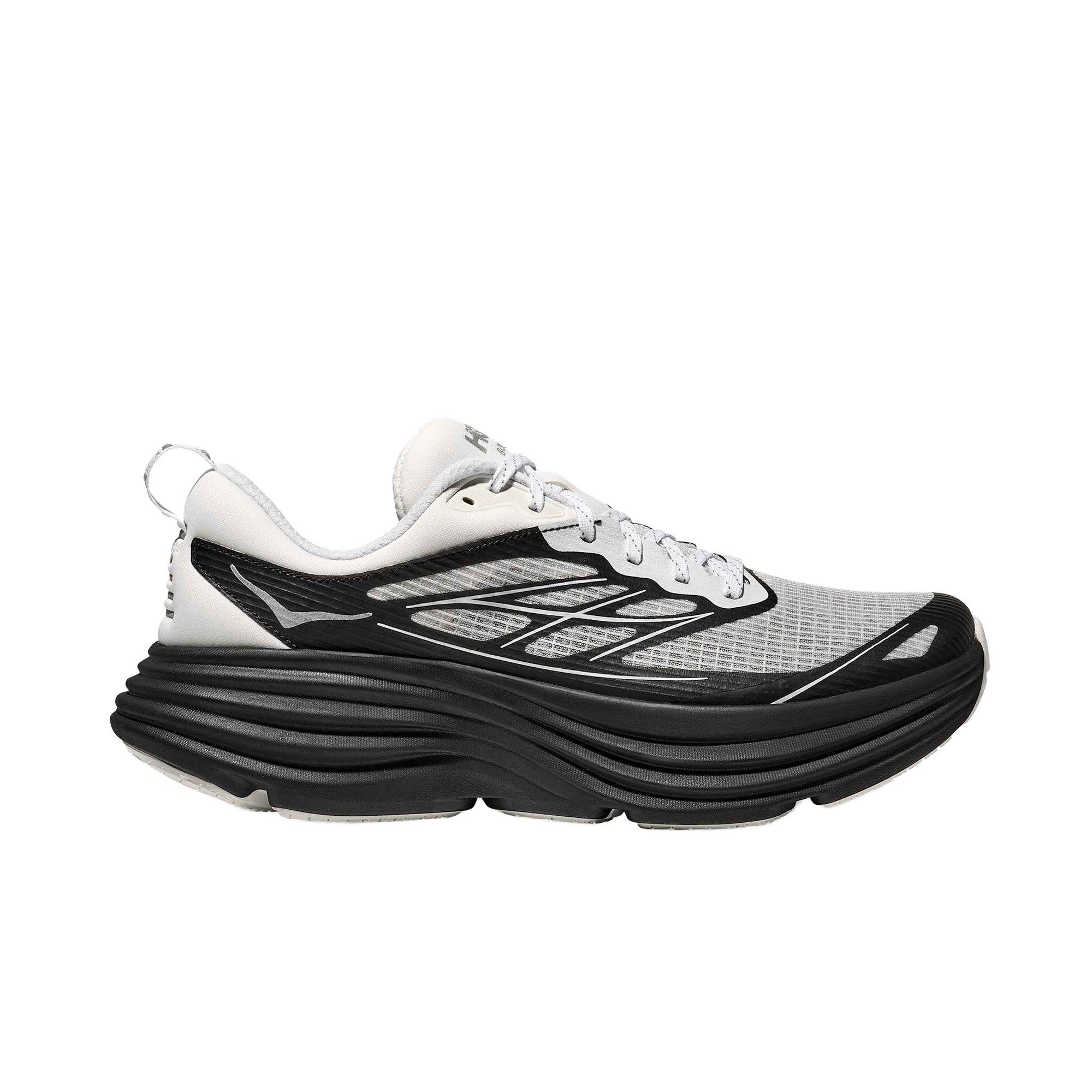 Hoka Bondi 8 Stealth/Tech Caged "Frost/Black" Unisex Running Shoe - WHITE/BLACK Thumbnail View 1