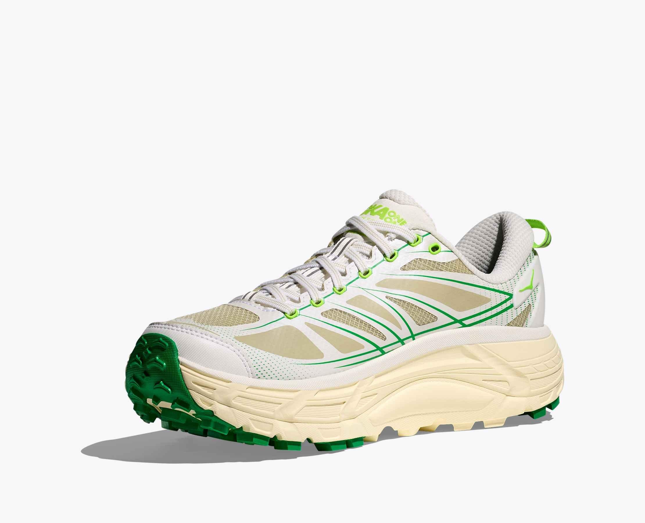 Hoka Mafate 2 "White/Fresh Cut Grass" Unisex Running Shoe - WHITE/GREEN Thumbnail View 3