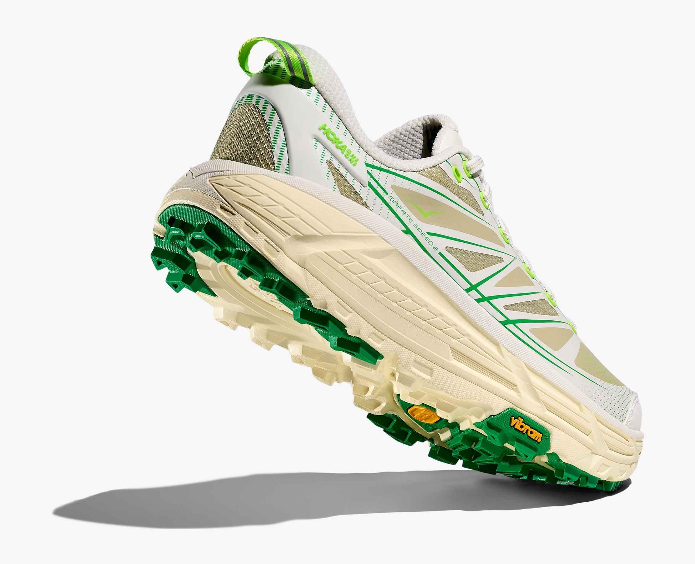 Hoka Mafate 2 "White/Fresh Cut Grass" Unisex Running Shoe - WHITE/GREEN Thumbnail View 4