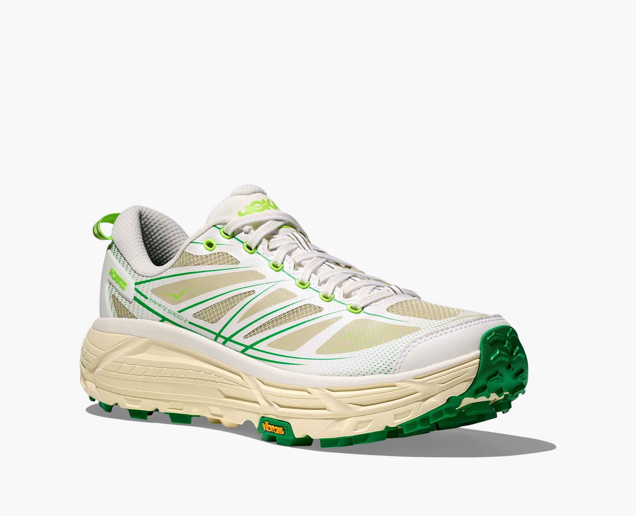 Hoka Mafate 2 "White/Fresh Cut Grass" Unisex Running Shoe - WHITE/GREEN Thumbnail View 6