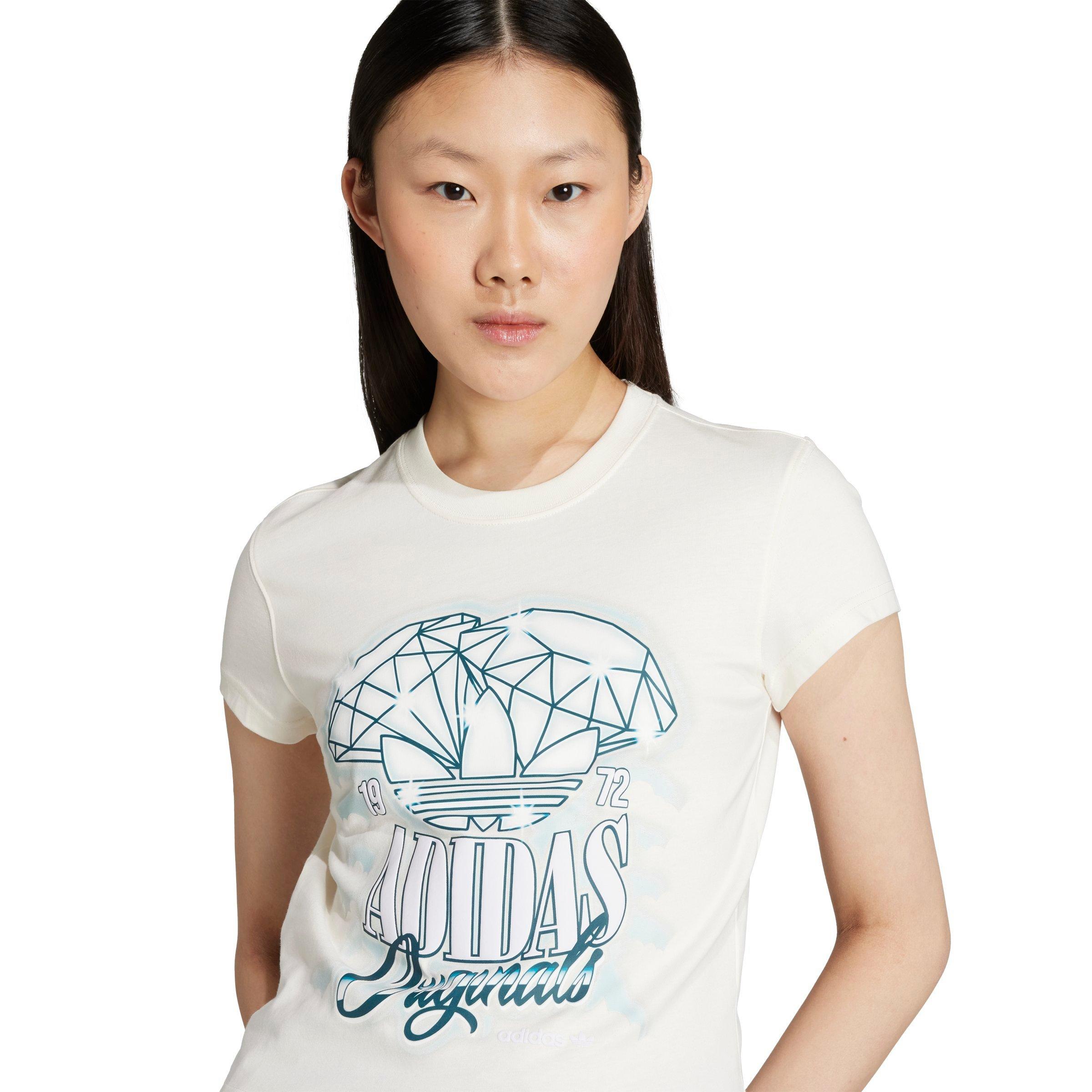 adidas Originals Women's Essential Slim Graphic Tee - SAIL Thumbnail View 3