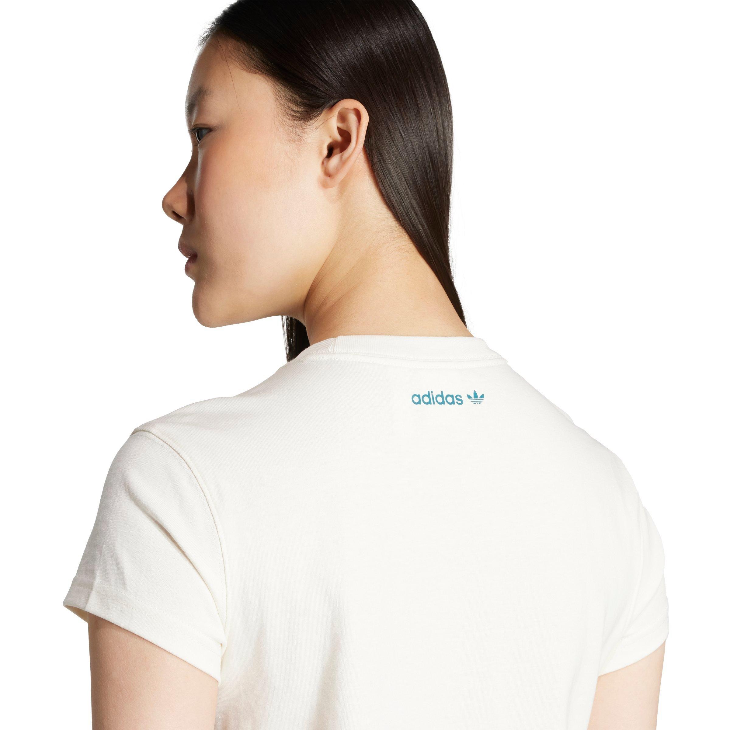 adidas Originals Women's Essential Slim Graphic Tee - SAIL Thumbnail View 4