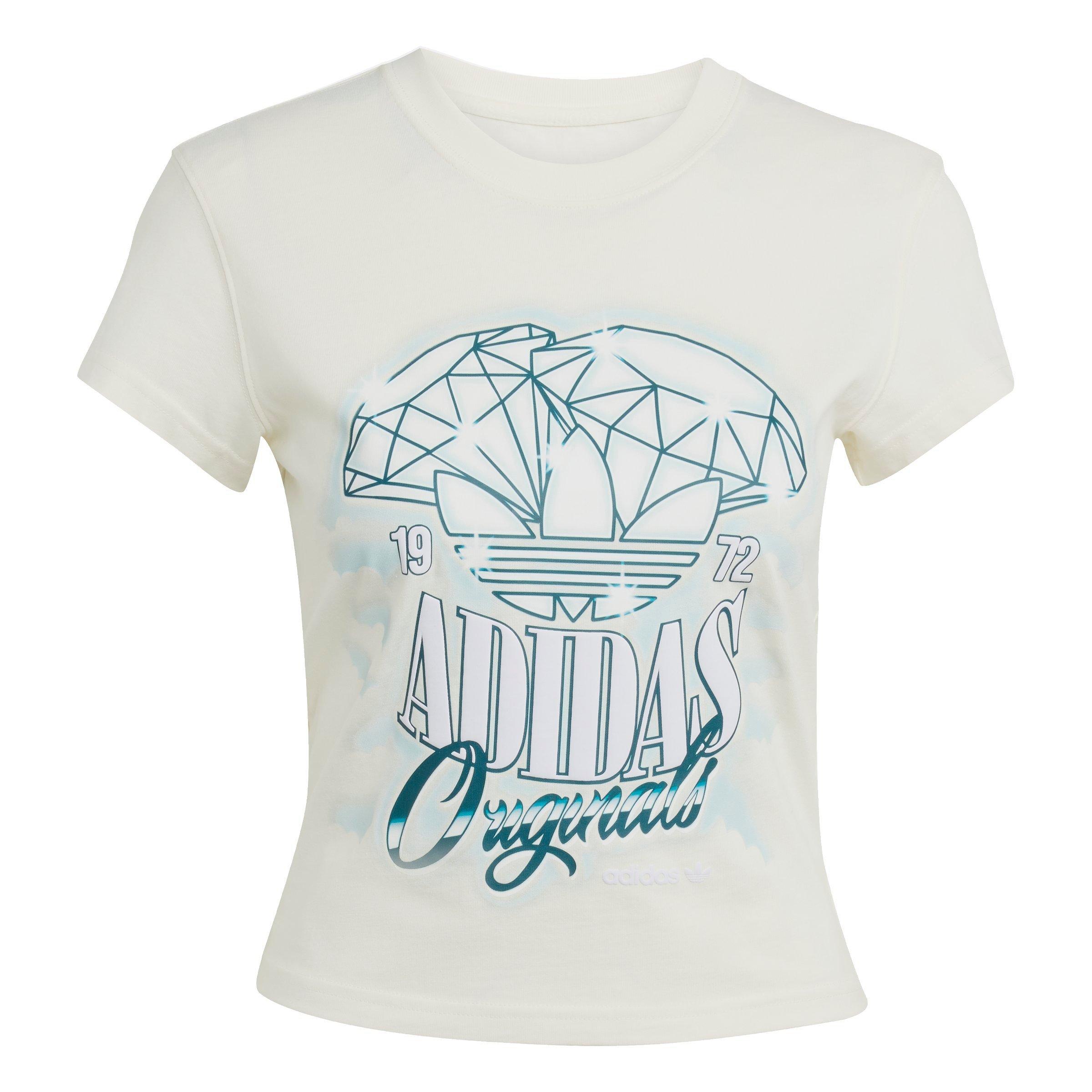 adidas Originals Women's Essential Slim Graphic Tee - SAIL Thumbnail View 6