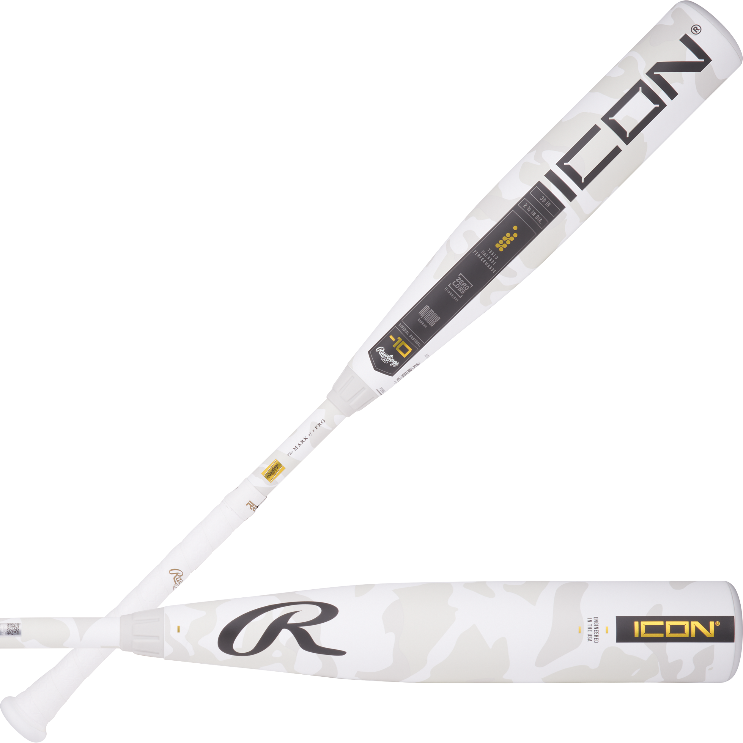 Rawlings Icon USSSA Youth 27/17 Baseball Bat (-10) 2025 - WHITE Thumbnail View 1