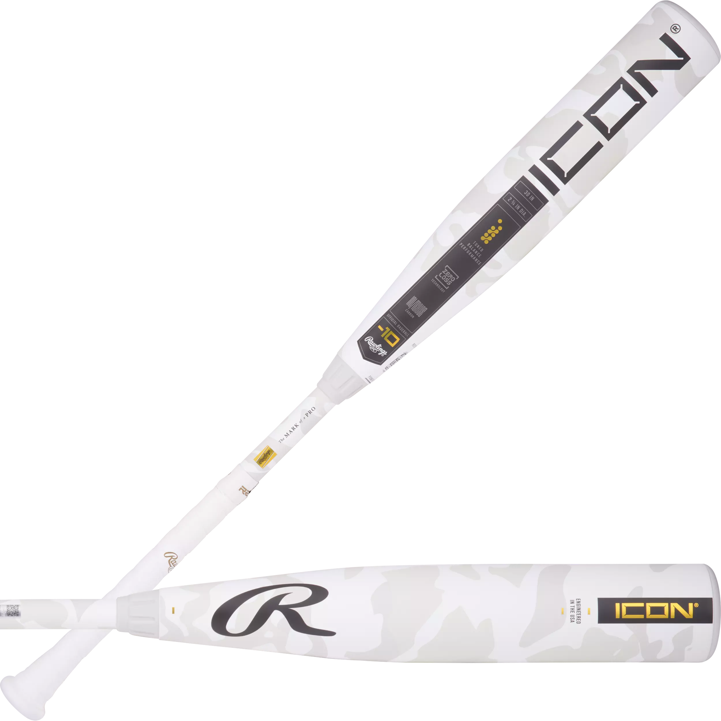 Rawlings Icon USSSA Youth 28/18 Baseball Bat (-10) 2025 - WHITE