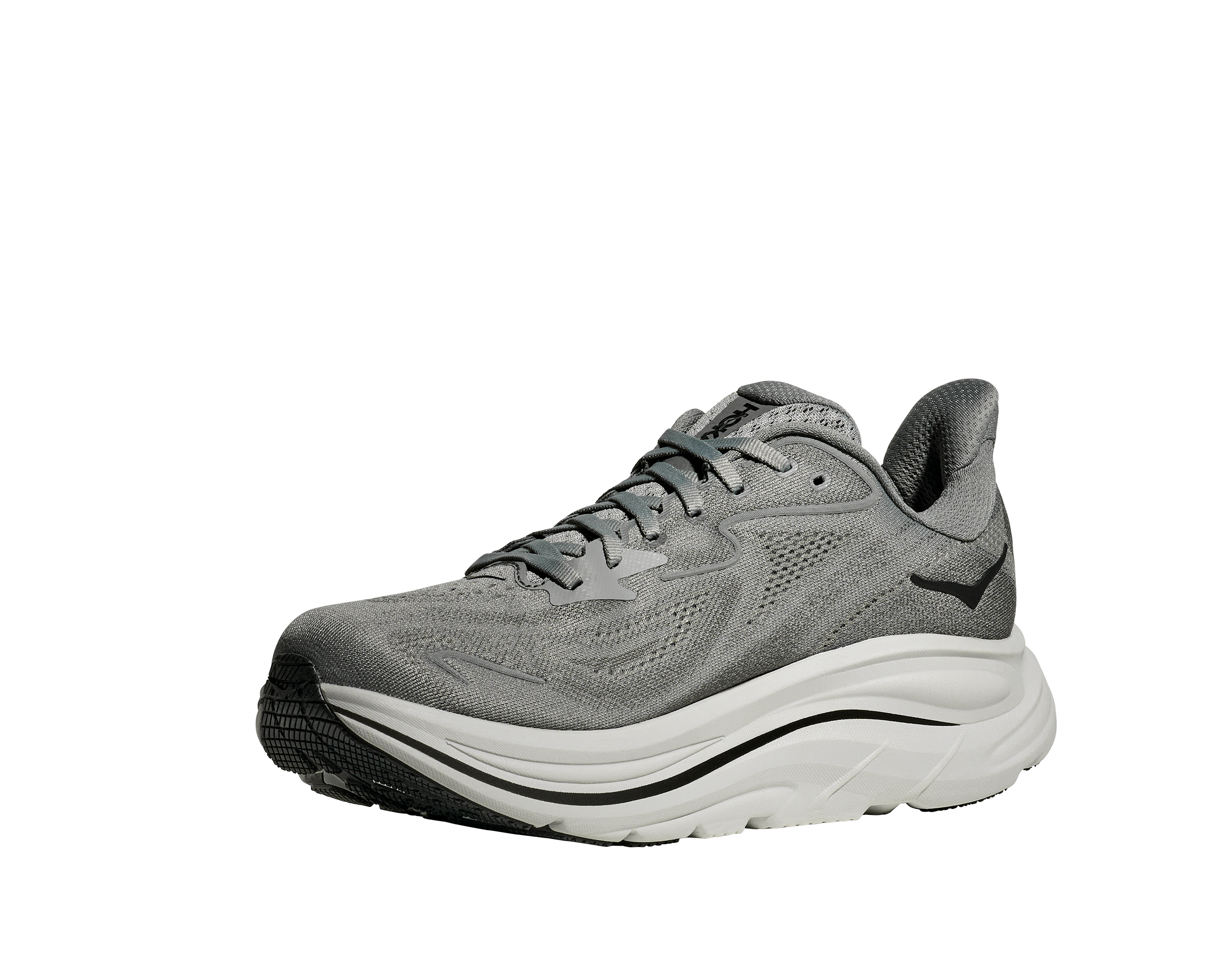 Hoka Clifton 10 "Galactic Grey/Asteroid" Men's Running Shoe - GREY/BLACK Thumbnail View 4