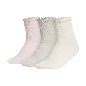 adidas Originals Trefoil Ruffle Ankle Socks (3 Pack) - White/Grey/Pink