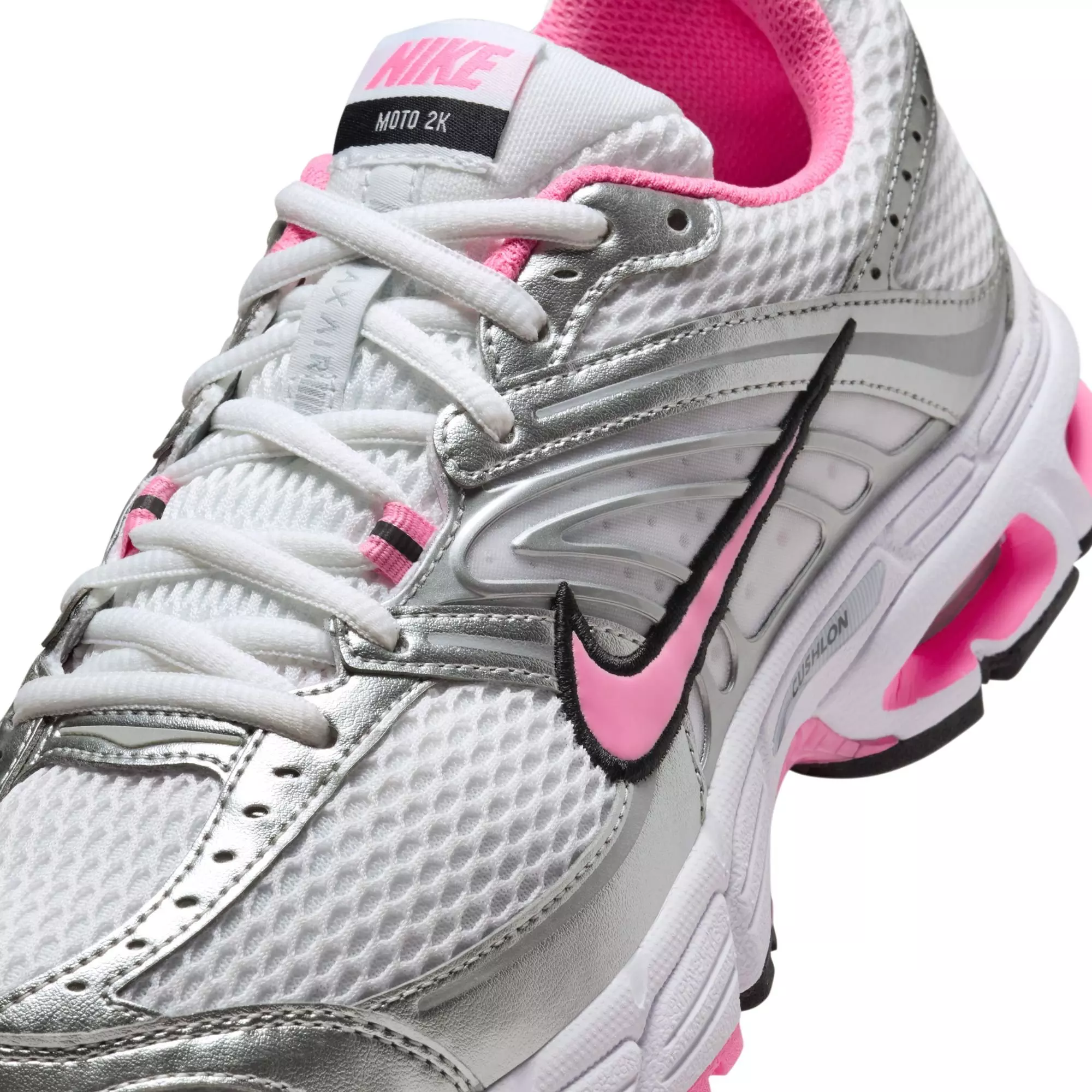 Nike Air Max Moto 2K "White/Pink Spell/Metallic Silver/Black" Women's Shoe - SILVER/PINK