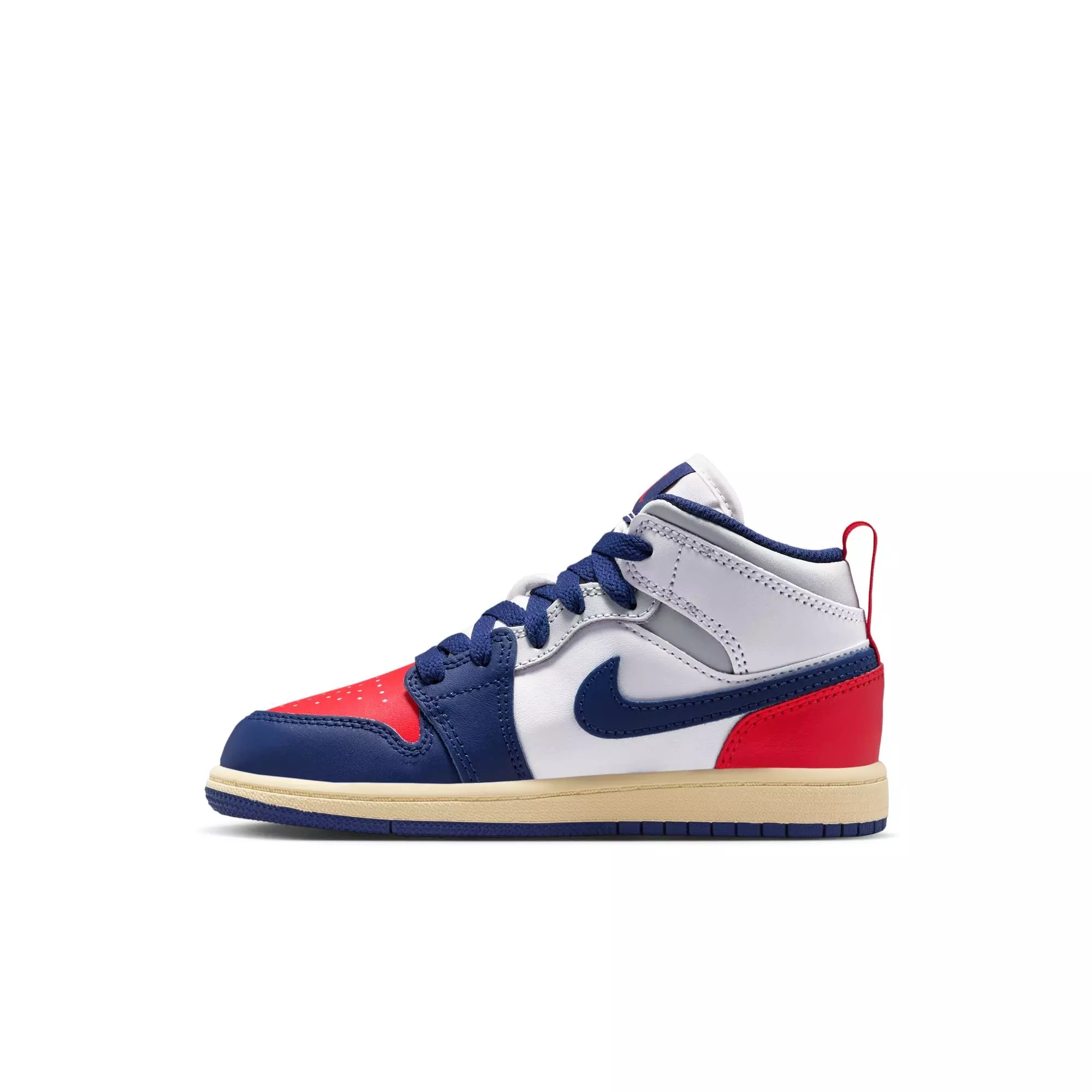Jordan 1 Mid "White/Deep Royal Blue/University Blue" Preschool Boys' Shoe