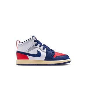 Jordan 1 Mid "White/Deep Royal Blue/University Blue" Preschool Boys' Shoe