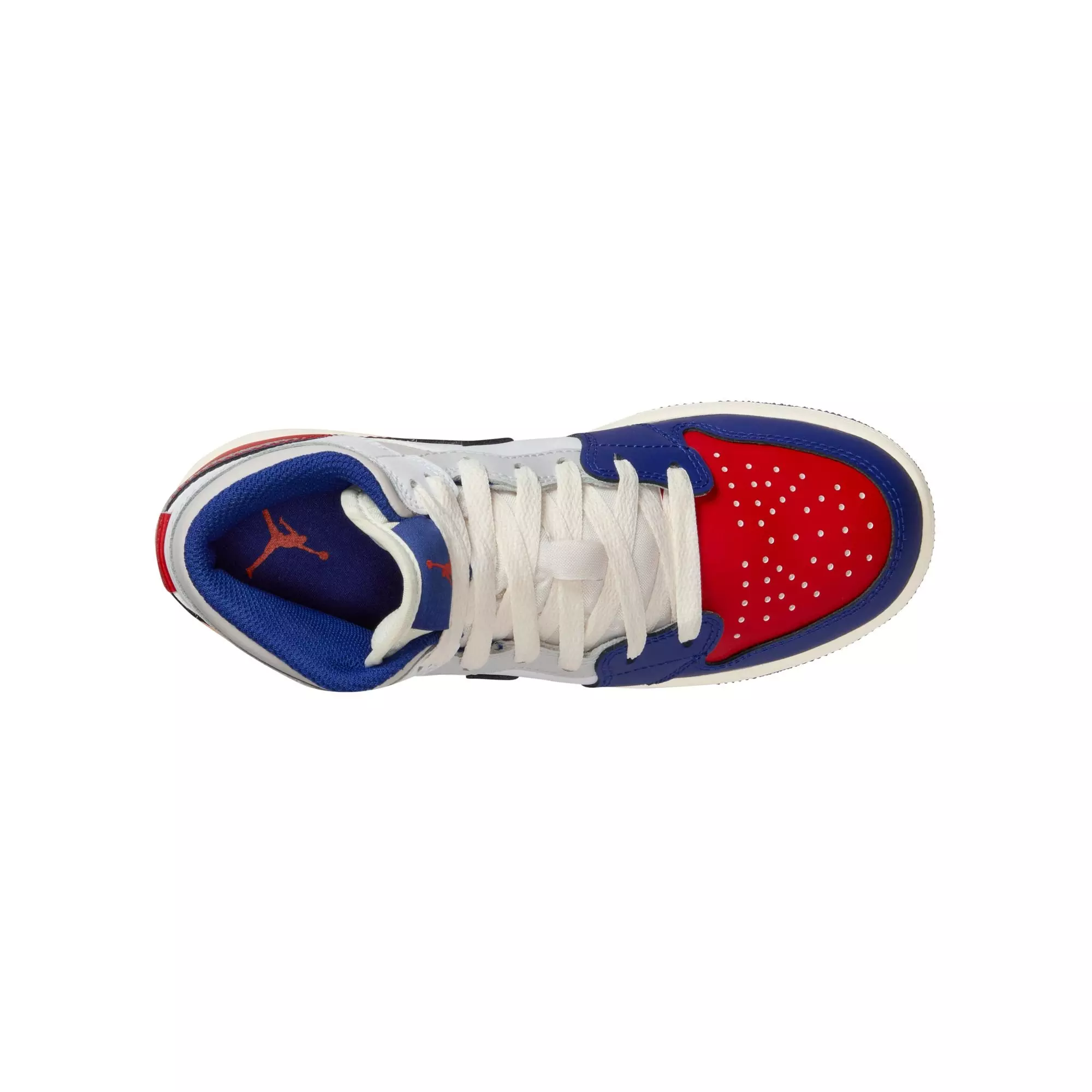 Jordan 1 Mid "White/Deep Royal Blue/University Red" Grade School Boys' Shoe - WHITE/RED/BLUE