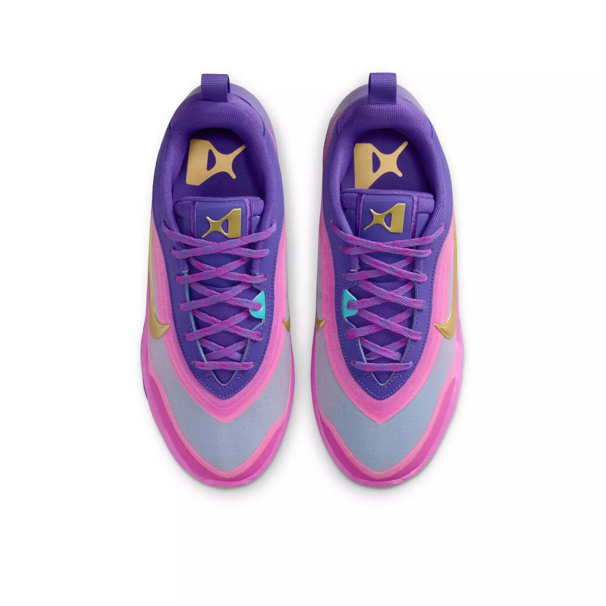 Nike A'One "Fierce Purple" Grade School Kids' Basketball Shoe - FIERCE PURPLE/METALLIC GOLD/HYPER VIOLET