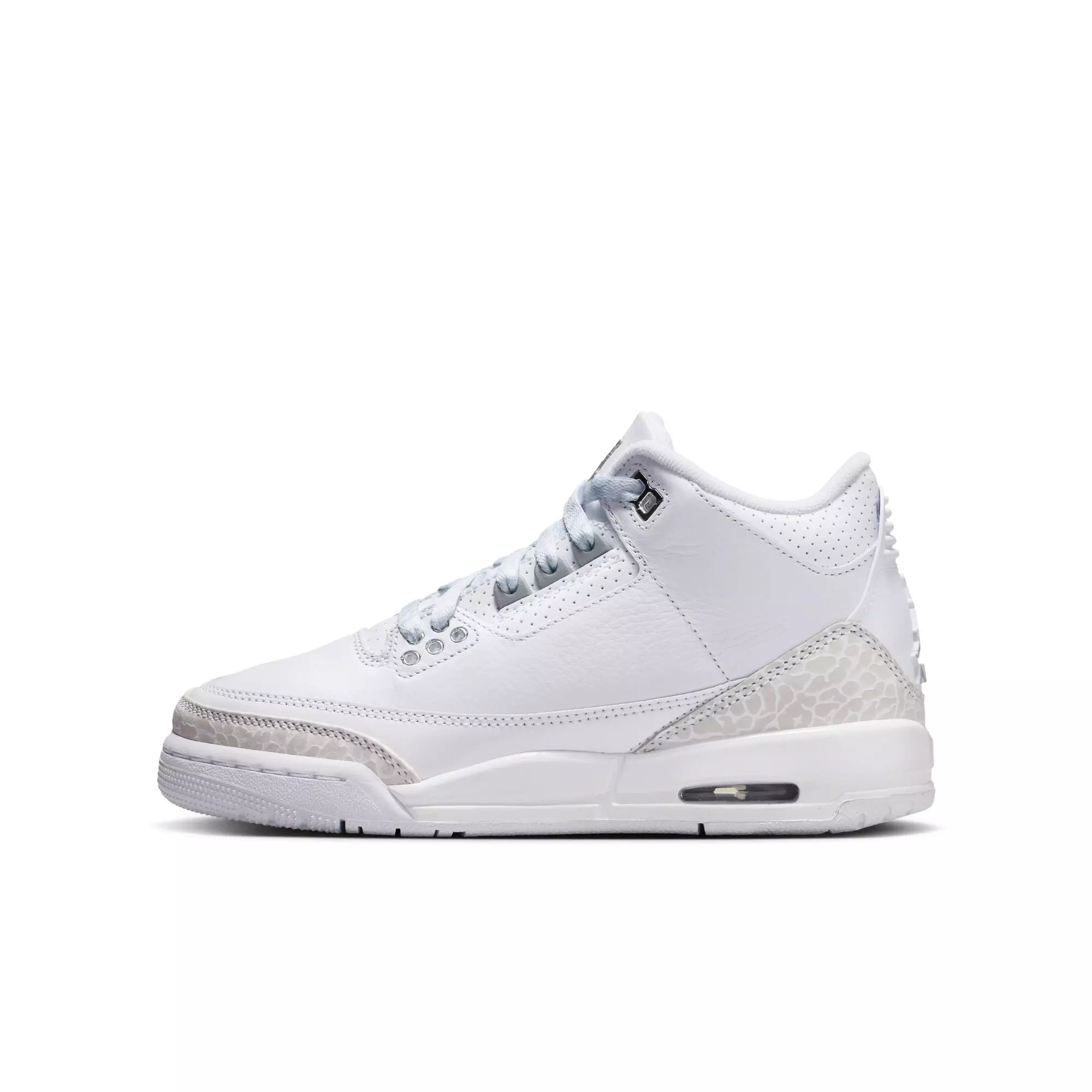 Jordan 3 Retro “Pure Money” Grade School Kids' Shoe - WHITE/METALLIC SILVER