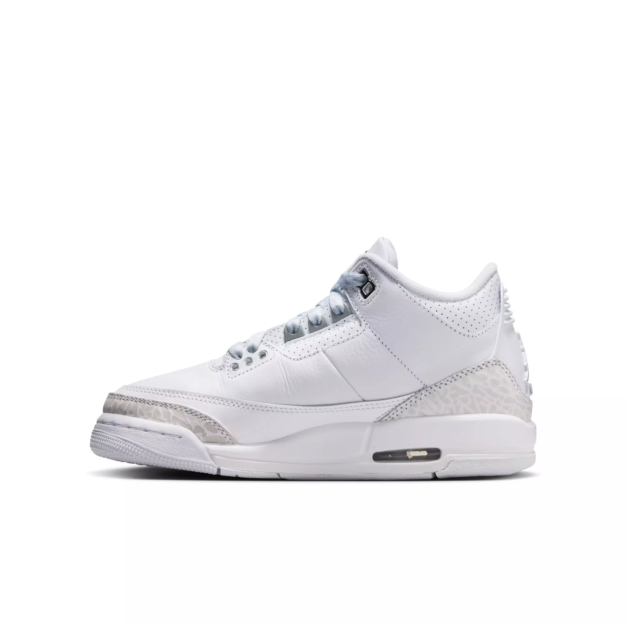 Jordan 3 Retro “Pure Money” Grade School Kids' Shoe - WHITE/METALLIC SILVER