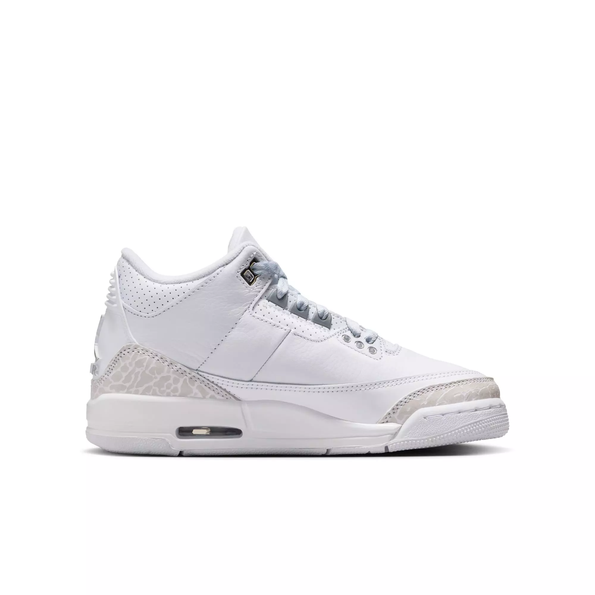 Jordan 3 Retro “Pure Money” Grade School Kids' Shoe - WHITE/METALLIC SILVER