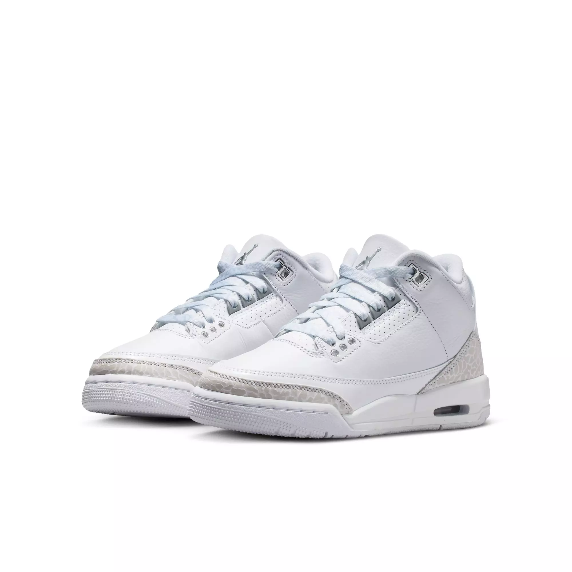 Jordan 3 Retro “Pure Money” Grade School Kids' Shoe - WHITE/METALLIC SILVER