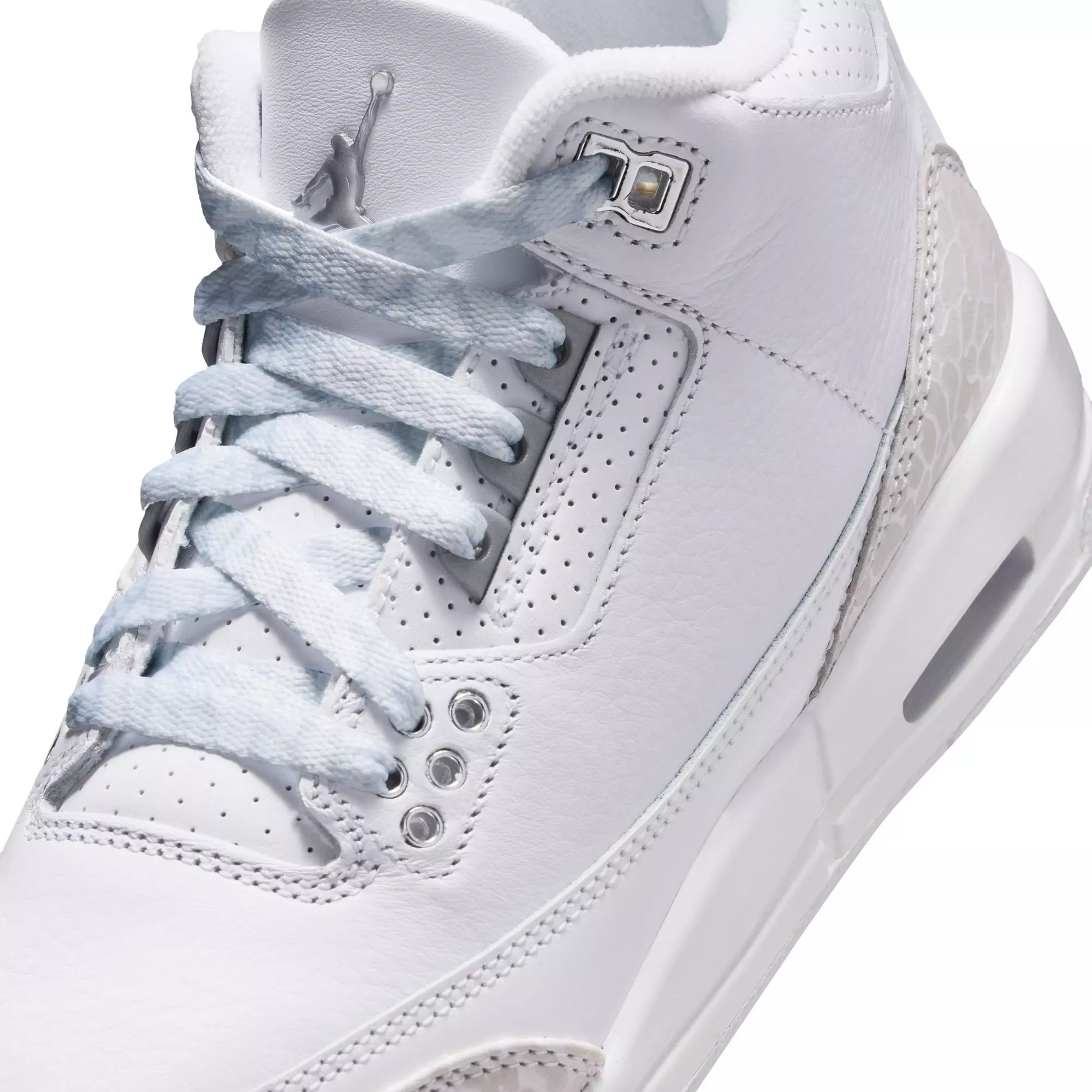 Jordan 3 Retro “Pure Money” Grade School Kids' Shoe - WHITE/METALLIC SILVER