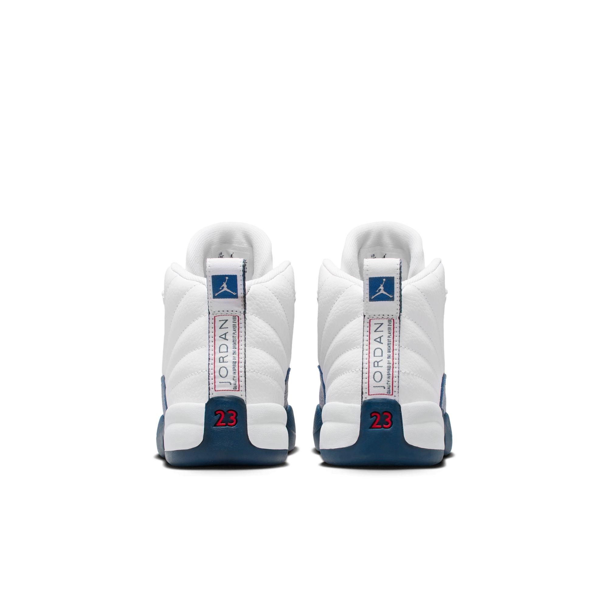 Jordan 12 Retro Preschool Kids' “French Blue and White” Shoe
