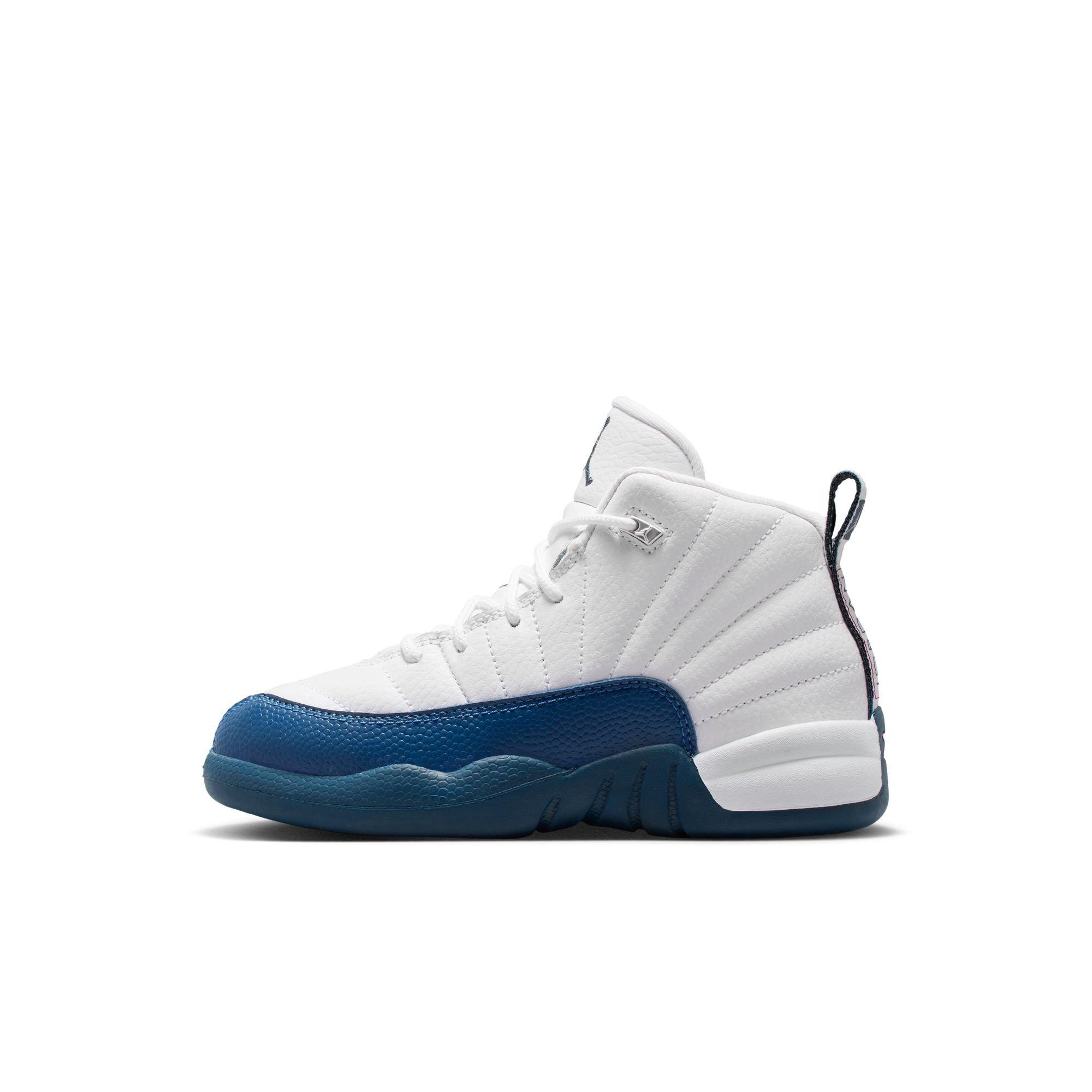 Jordan 12 Retro Preschool Kids' “French Blue and White” Shoe