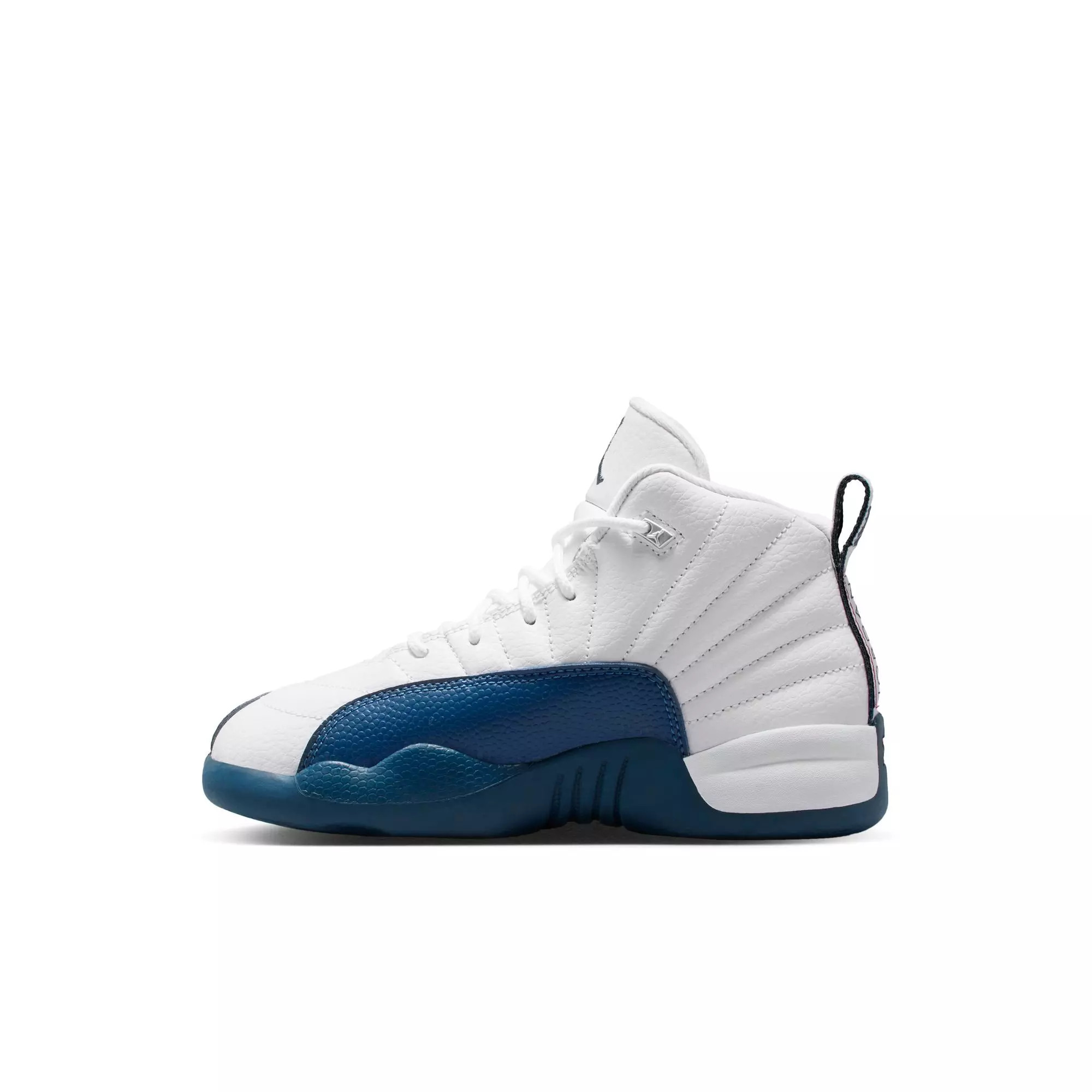 Jordan 12 Retro “French Blue and Blue” Preschool Kids' Shoe - WHITE/FRENCH BLUE/METALLIC SILVER