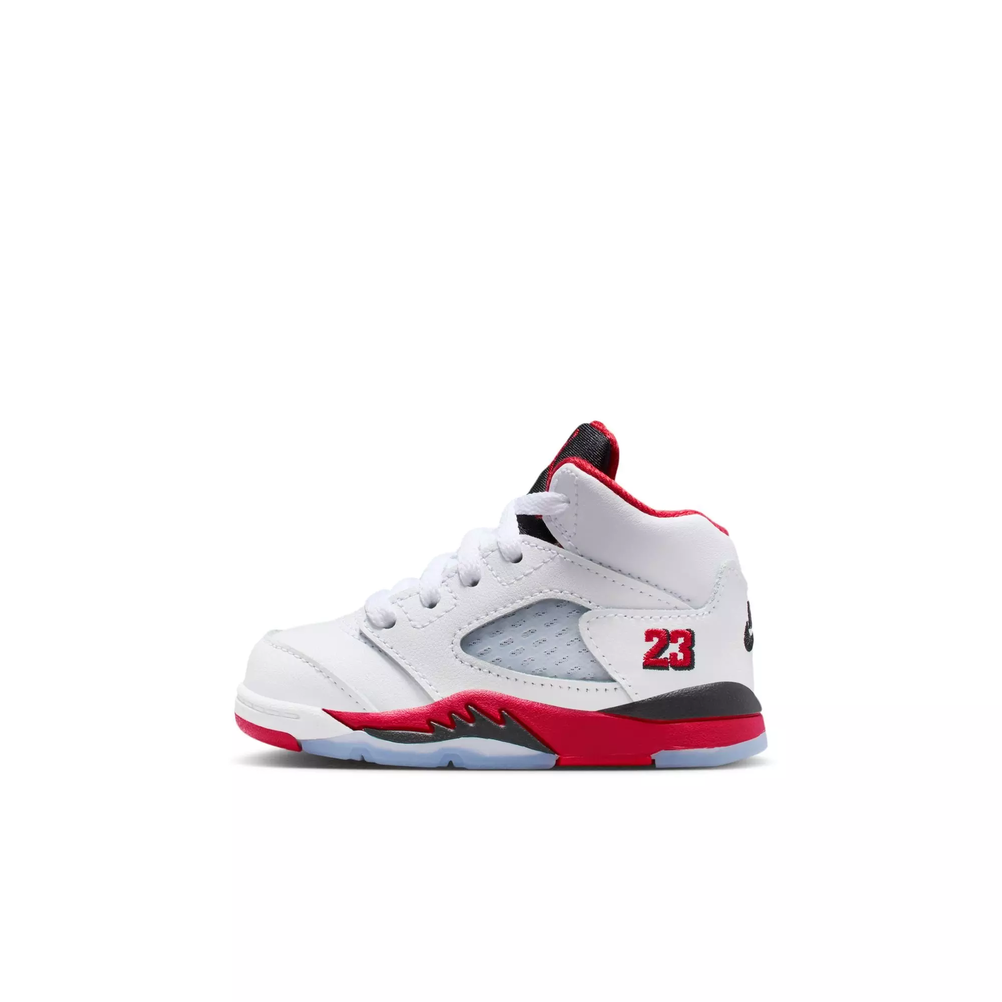 Jordan 5 Retro Fire Red "Black Tongue" Toddler Kids' Shoe - WHITE/FIRE RED/BLACK