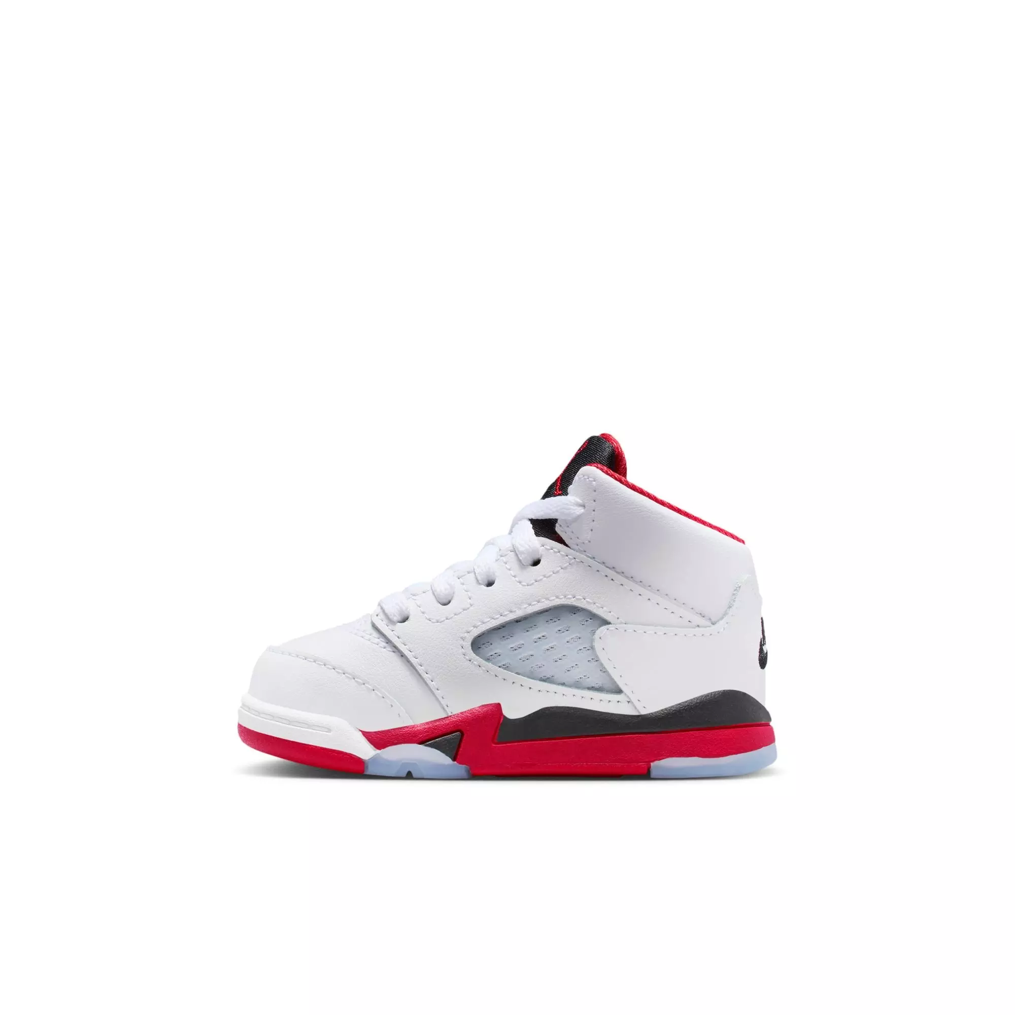 Jordan 5 Retro Fire Red "Black Tongue" Toddler Kids' Shoe - WHITE/FIRE RED/BLACK