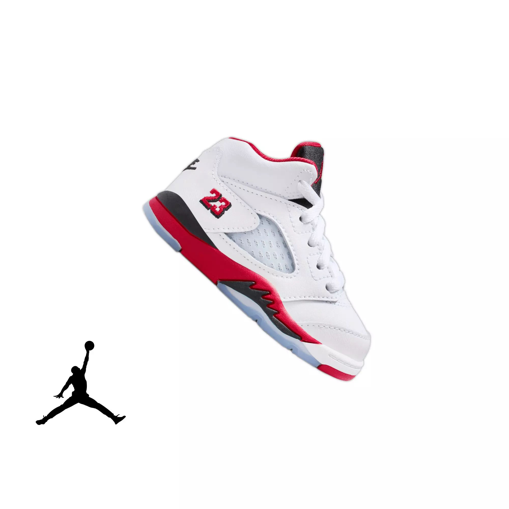 Jordan 5 Retro "Fire Red" Toddler Kids' Shoe - WHITE/FIRE RED/BLACK