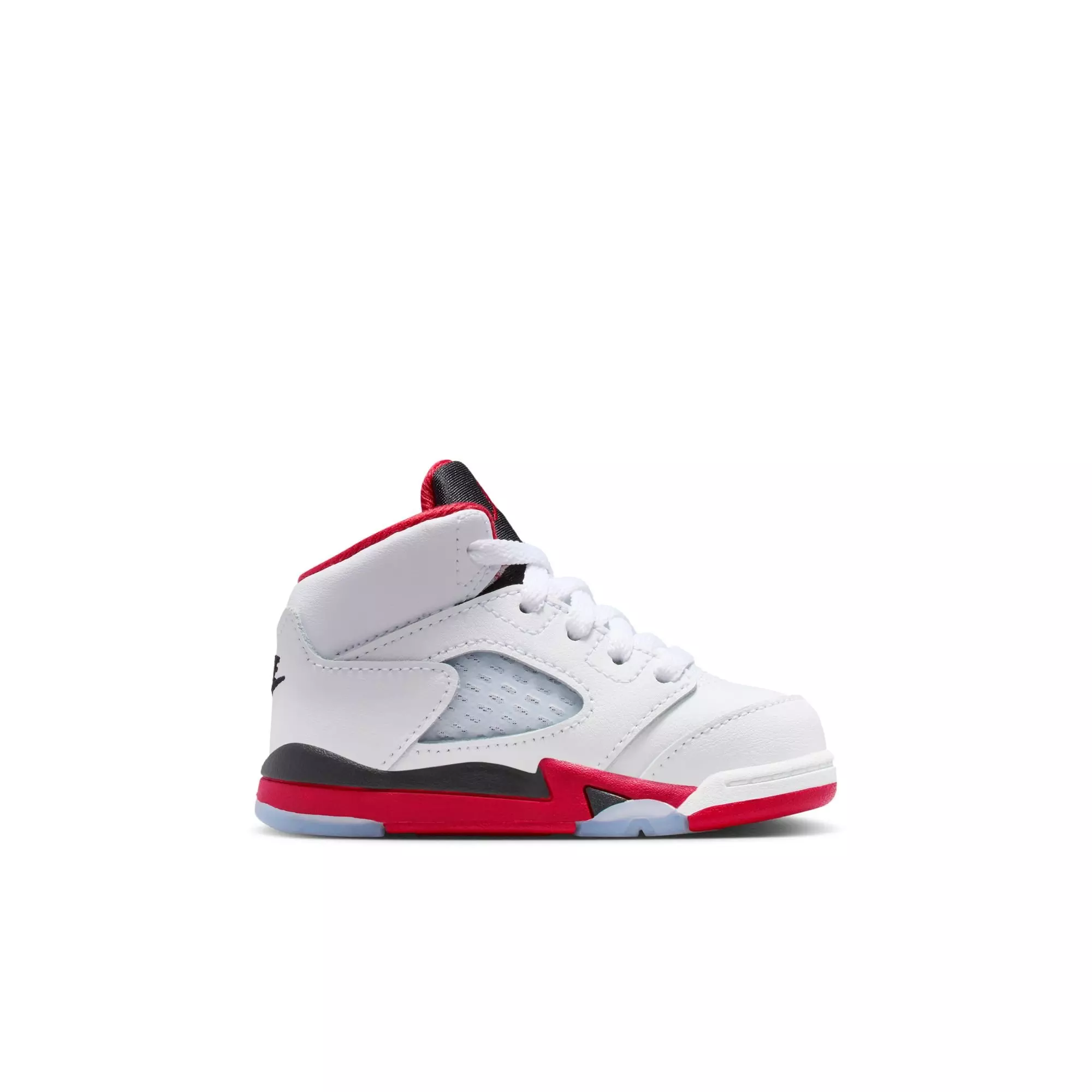 Jordan 5 Retro Fire Red "Black Tongue" Toddler Kids' Shoe - WHITE/FIRE RED/BLACK