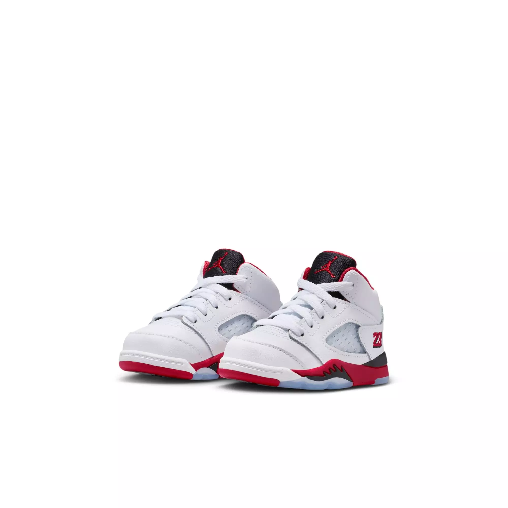 Jordan 5 Retro Fire Red "Black Tongue" Toddler Kids' Shoe - WHITE/FIRE RED/BLACK