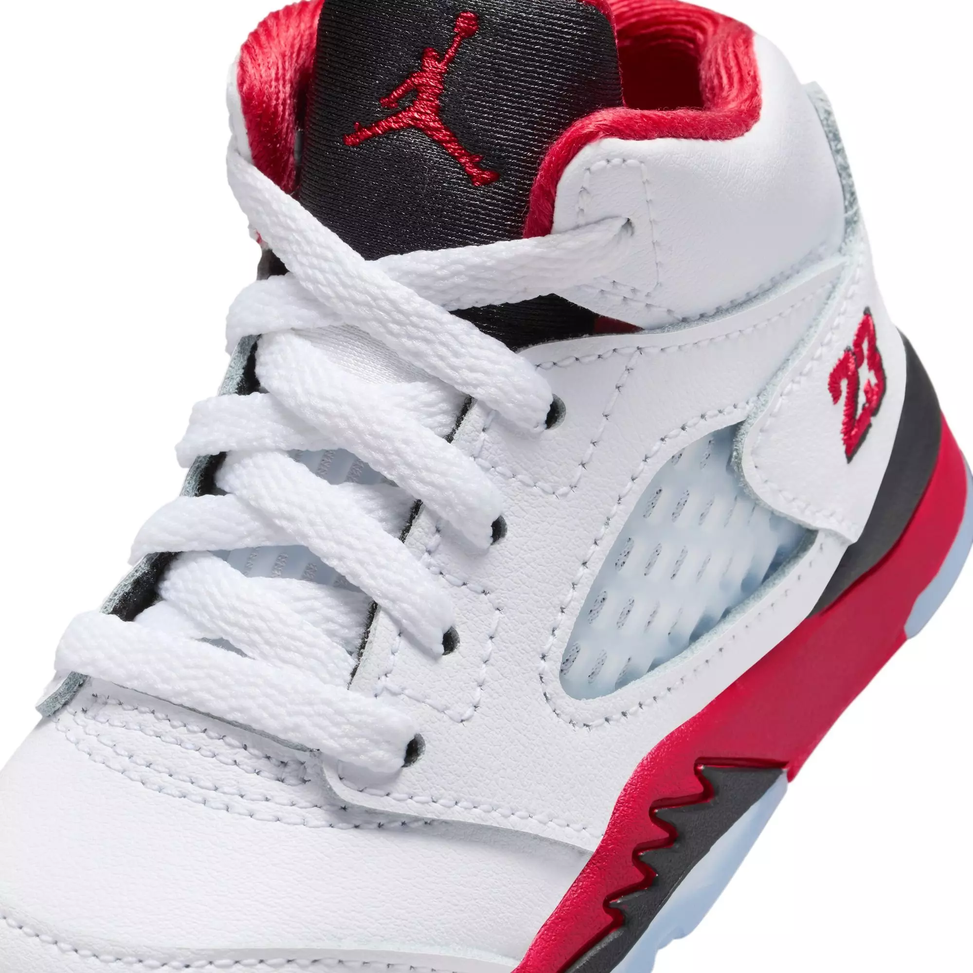 Jordan 5 Retro Fire Red "Black Tongue" Toddler Kids' Shoe - WHITE/FIRE RED/BLACK