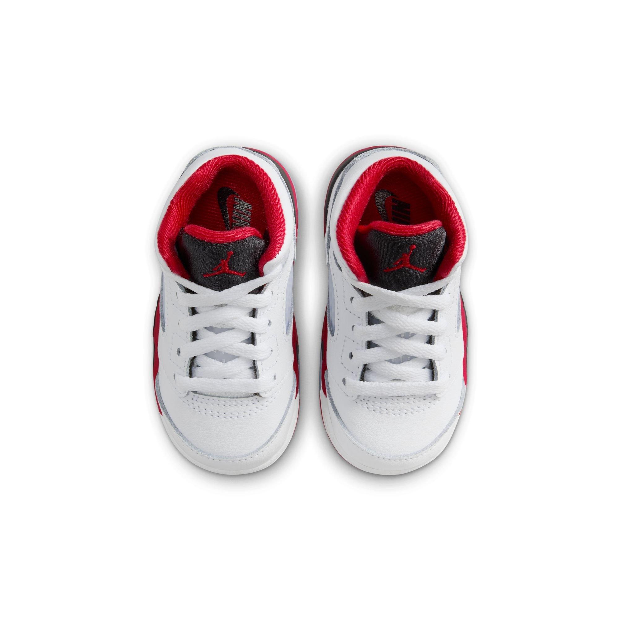 Jordan 5 Retro Fire Red Toddler Kids' "Black Tongue" Shoe