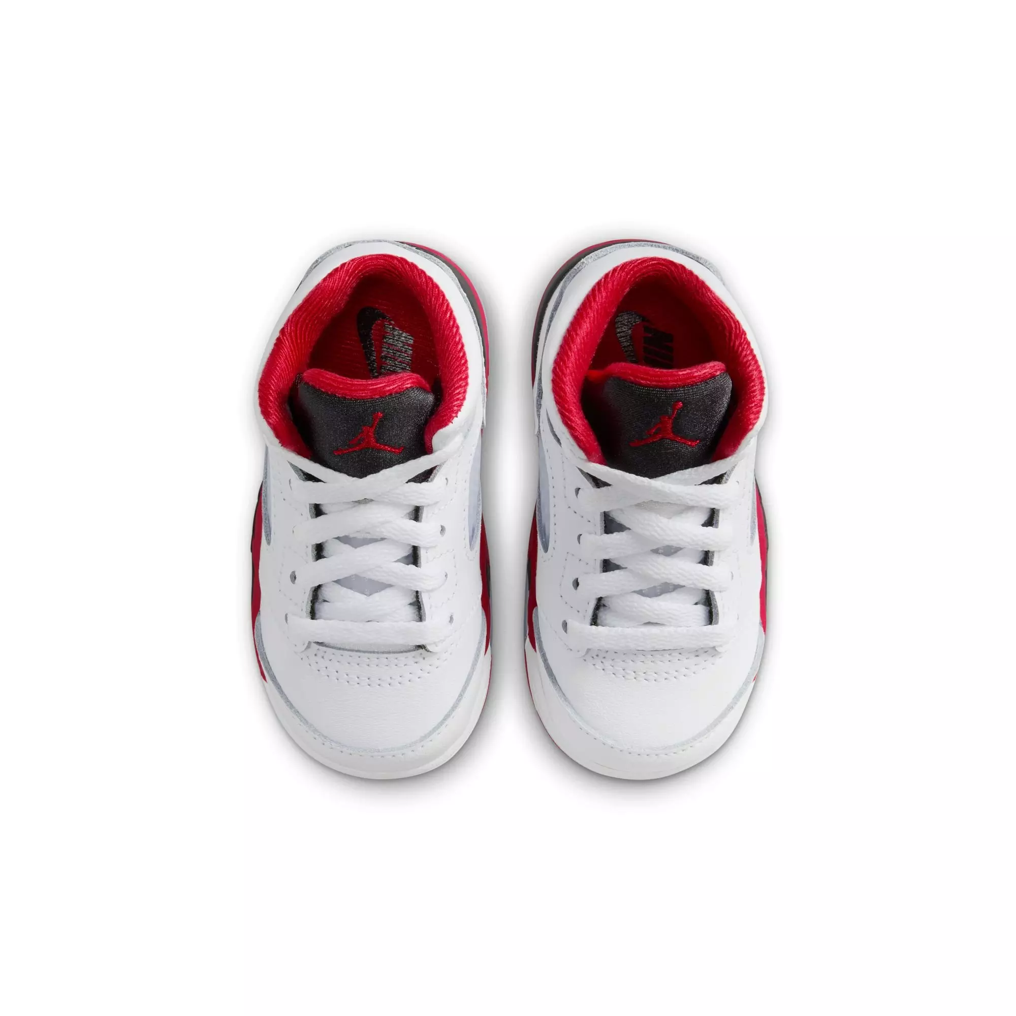 Jordan 5 Retro Fire Red "Black Tongue" Toddler Kids' Shoe - WHITE/FIRE RED/BLACK