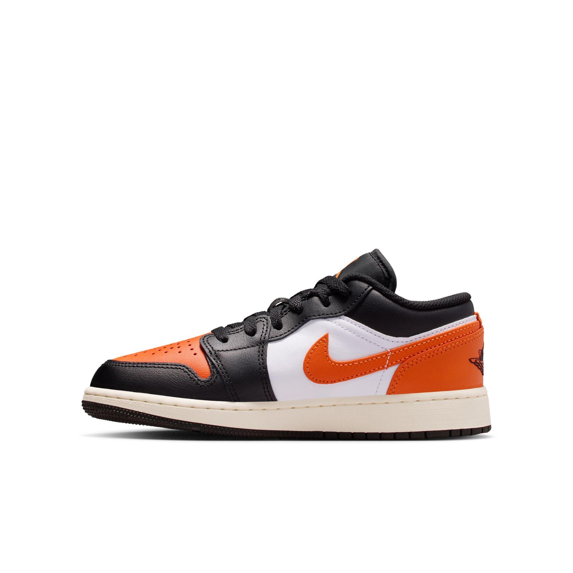Jordan 1 Low Grade School Boys' "Black/Starfish/White" Shoe
