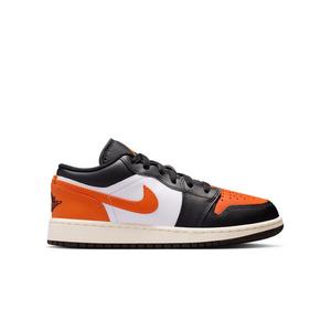 Jordan 1 Low "Black/Starfish/White" Grade School Boys' Shoe